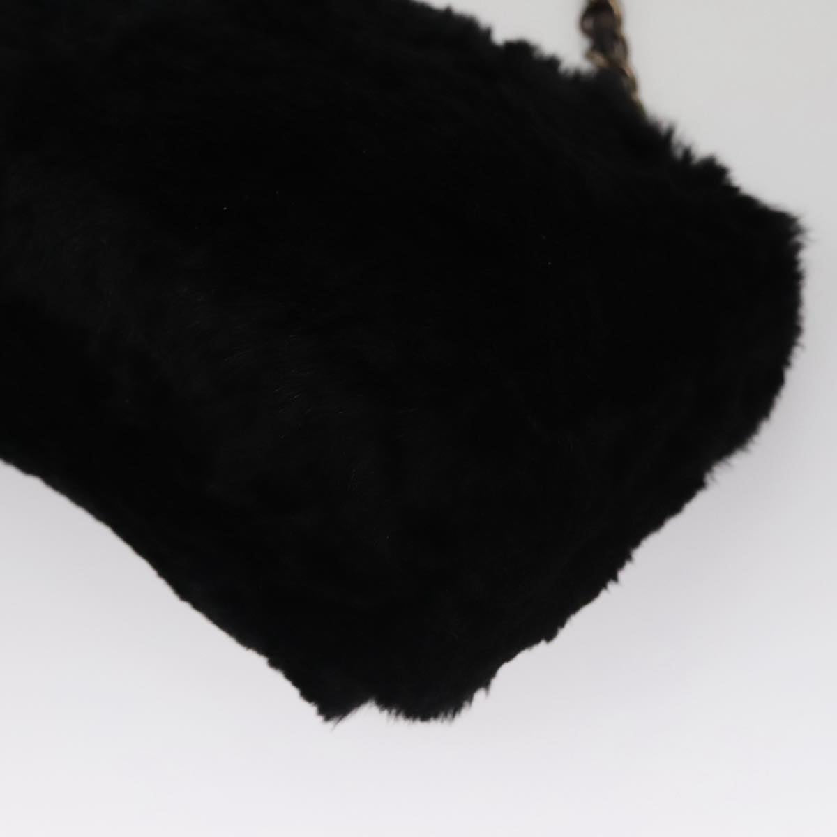 Chanel Coco Mark Black Faux Fur Shoulder Bag (Pre-Owned)