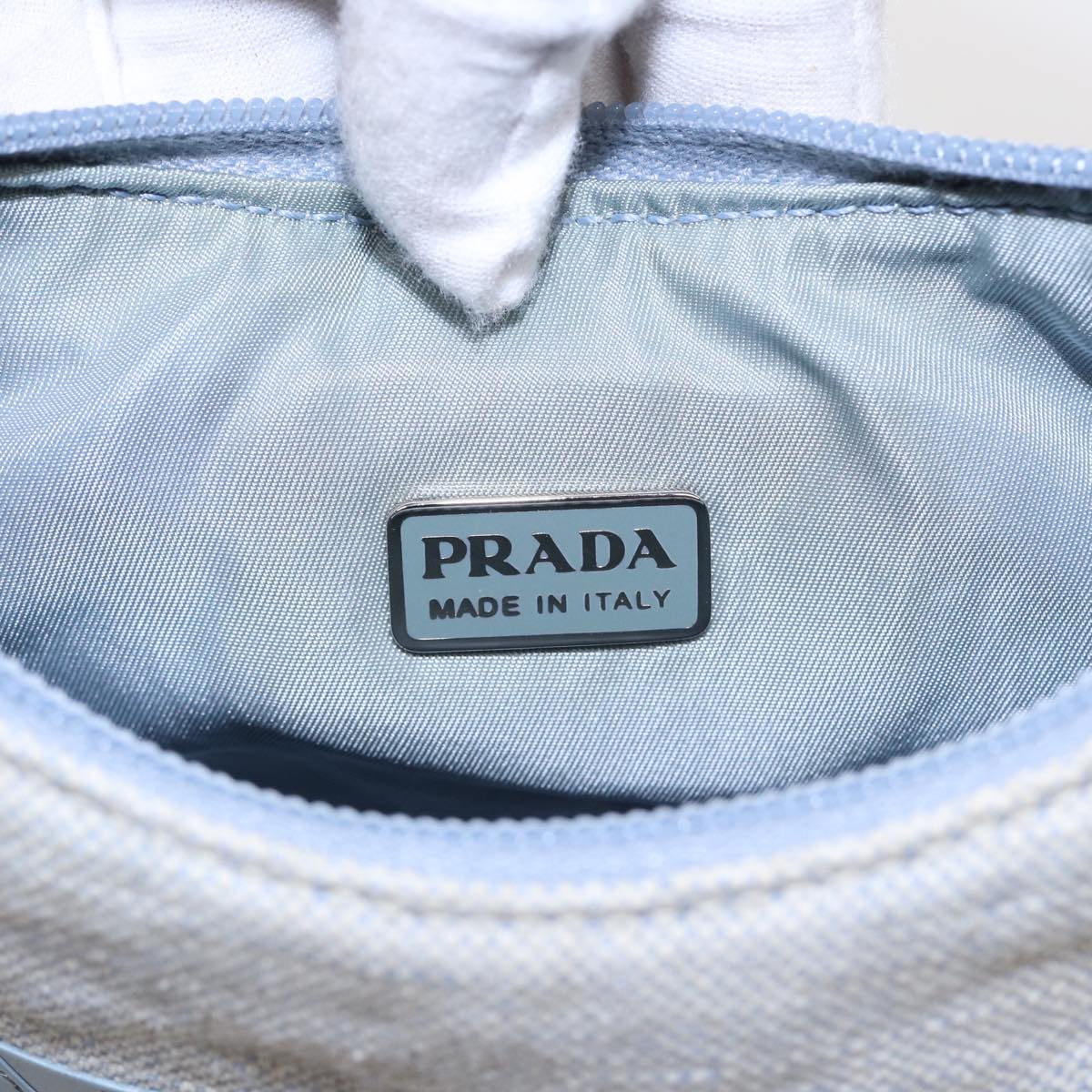 Prada Re-Edition Grey Canvas Clutch Bag (Pre-Owned)