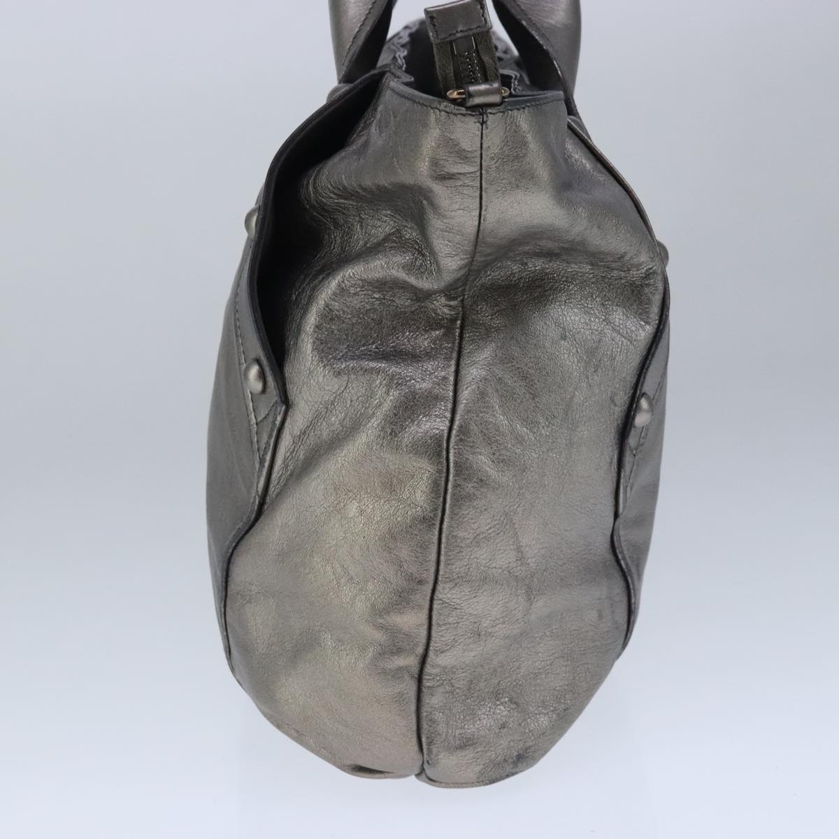 Salvatore Ferragamo Gancini Silver Leather Handbag (Pre-Owned)