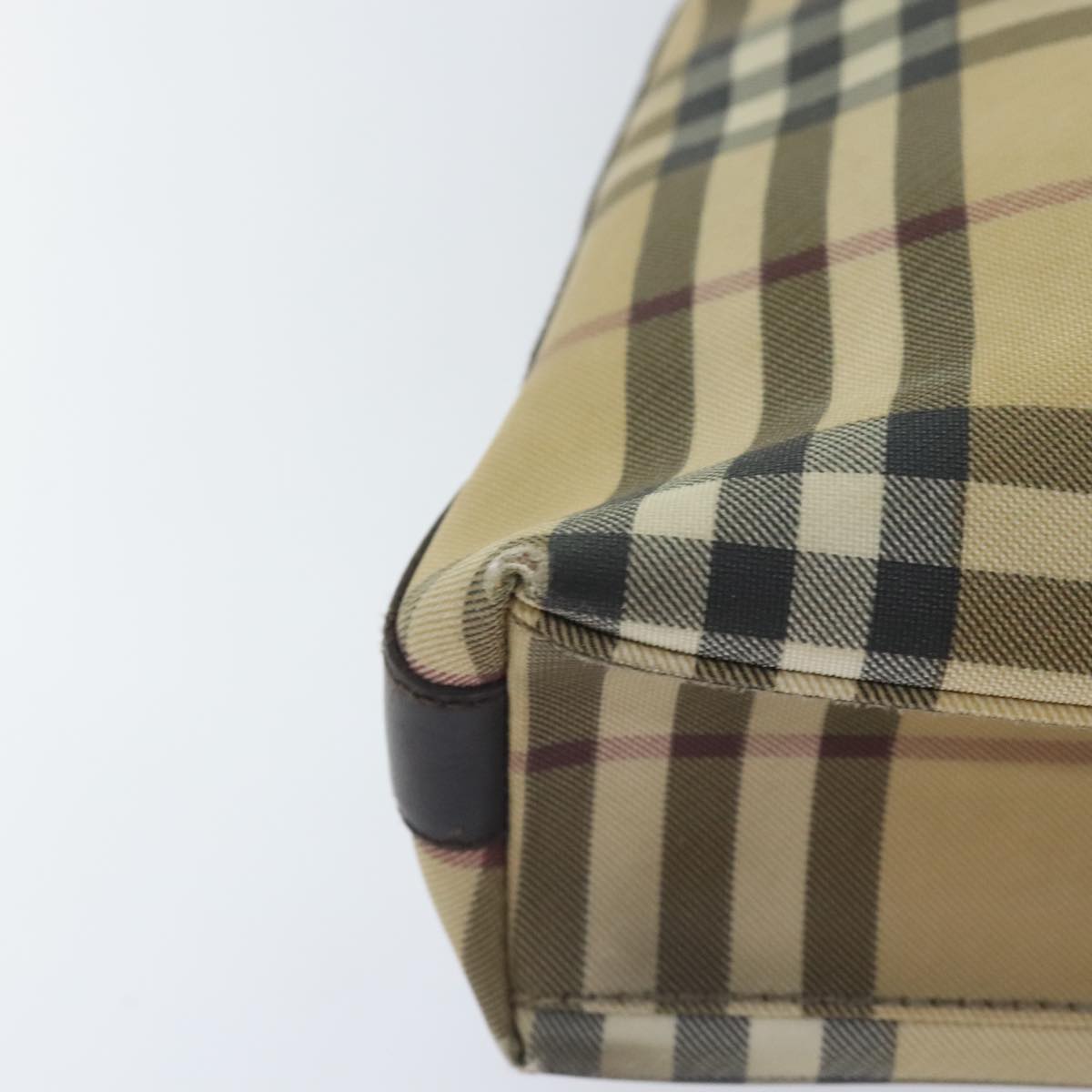 Burberry Nova Check Beige Canvas Shoulder Bag (Pre-Owned)