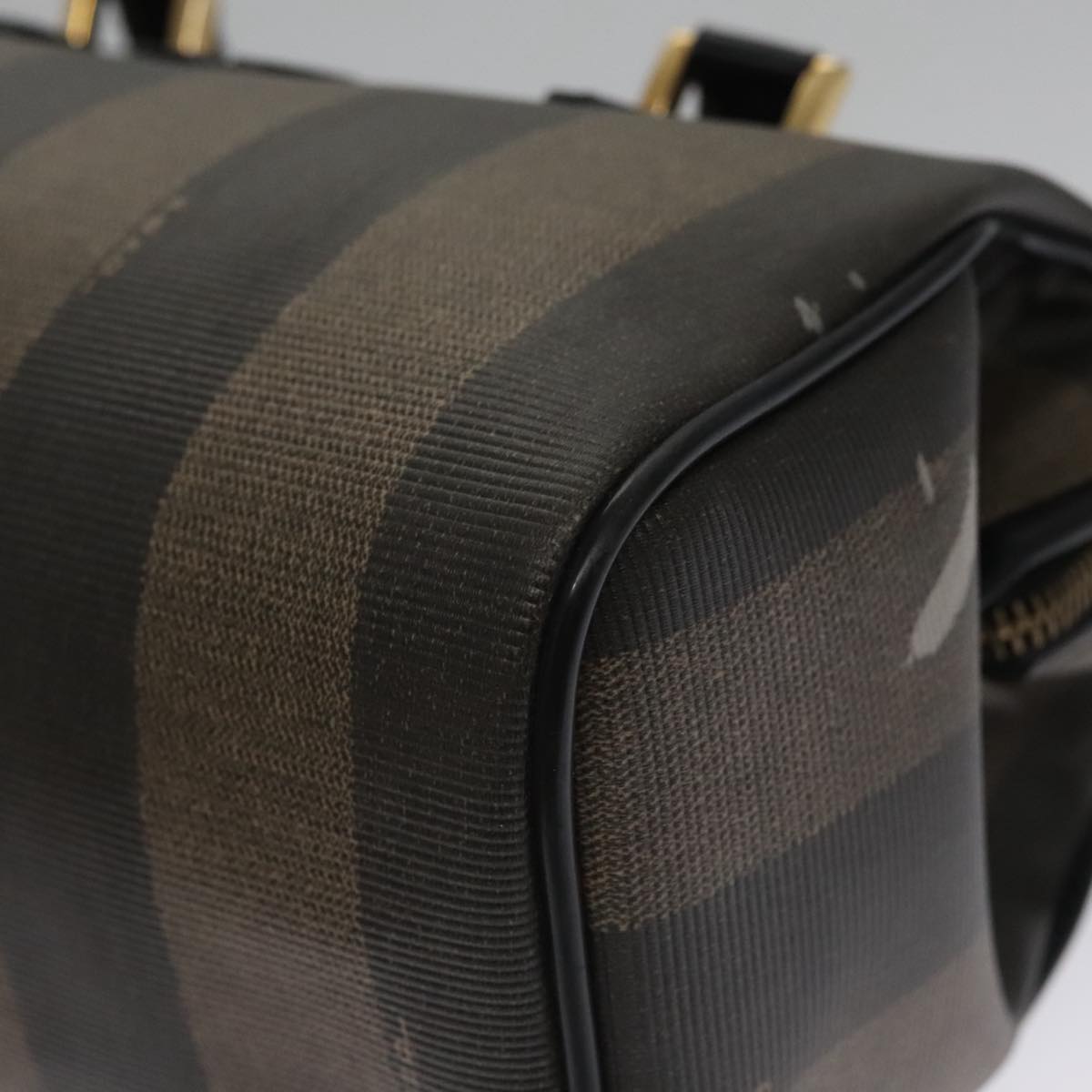 Fendi Pequin Brown Canvas Handbag (Pre-Owned)