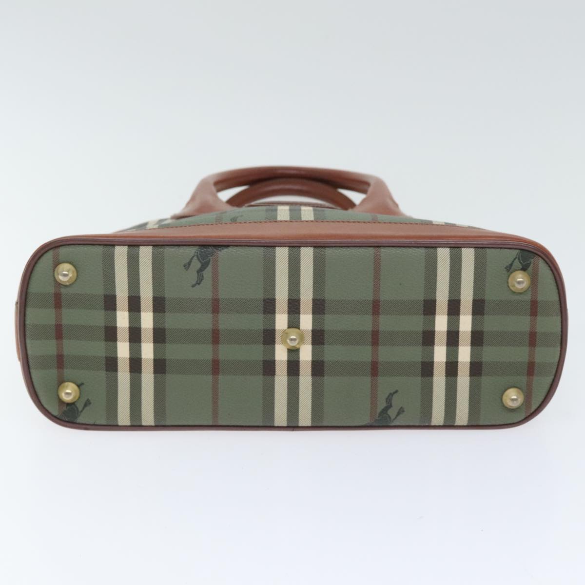 Burberry Nova Check Green Canvas Handbag (Pre-Owned)
