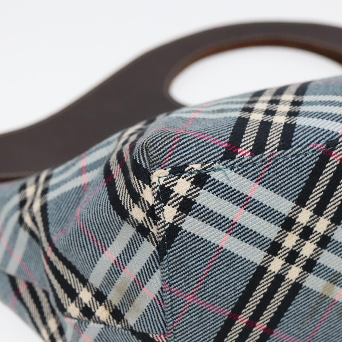 Burberry Plaid Blue Canvas Handbag (Pre-Owned)