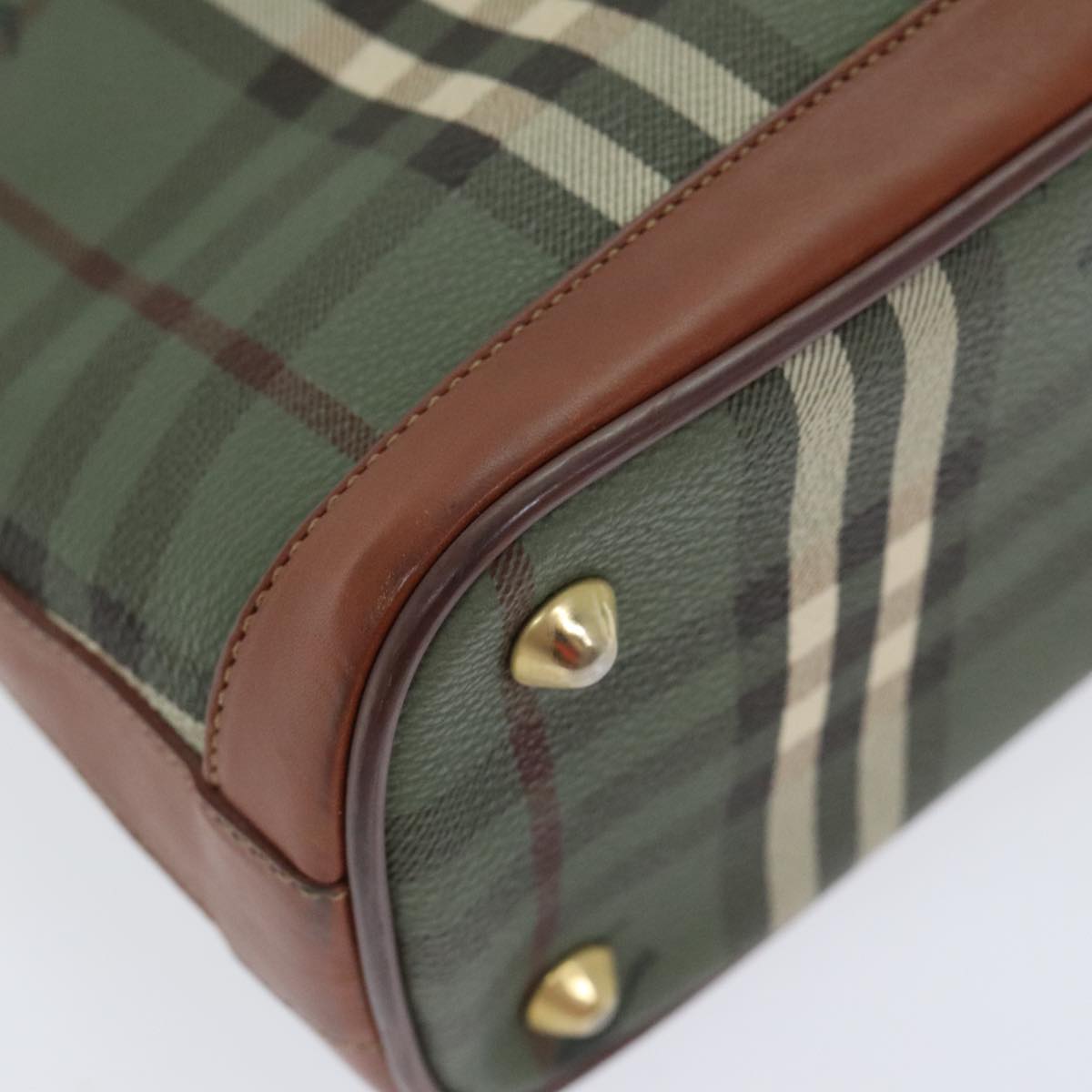 Burberry Nova Check Green Canvas Handbag (Pre-Owned)