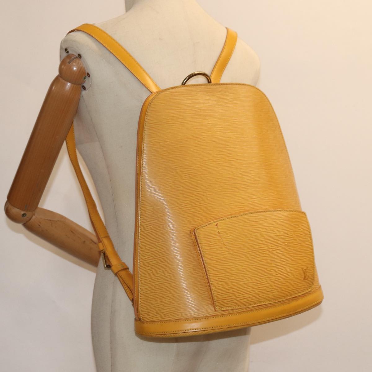 Louis Vuitton Gobelins Yellow Leather Backpack Bag (Pre-Owned)