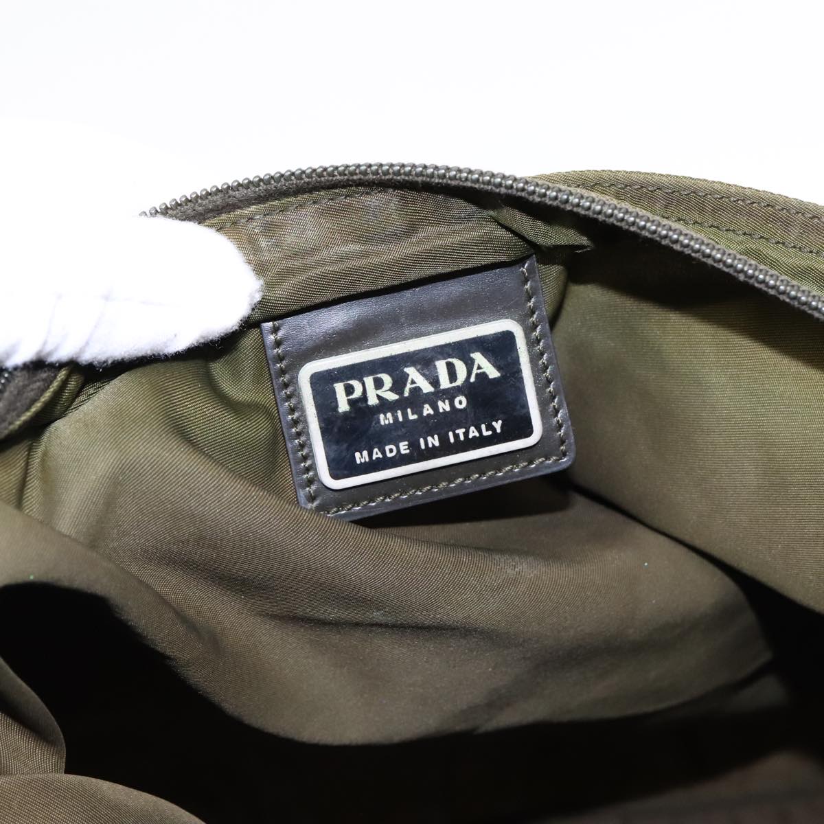 Prada Re-Nylon Khaki Synthetic Shoulder Bag (Pre-Owned)