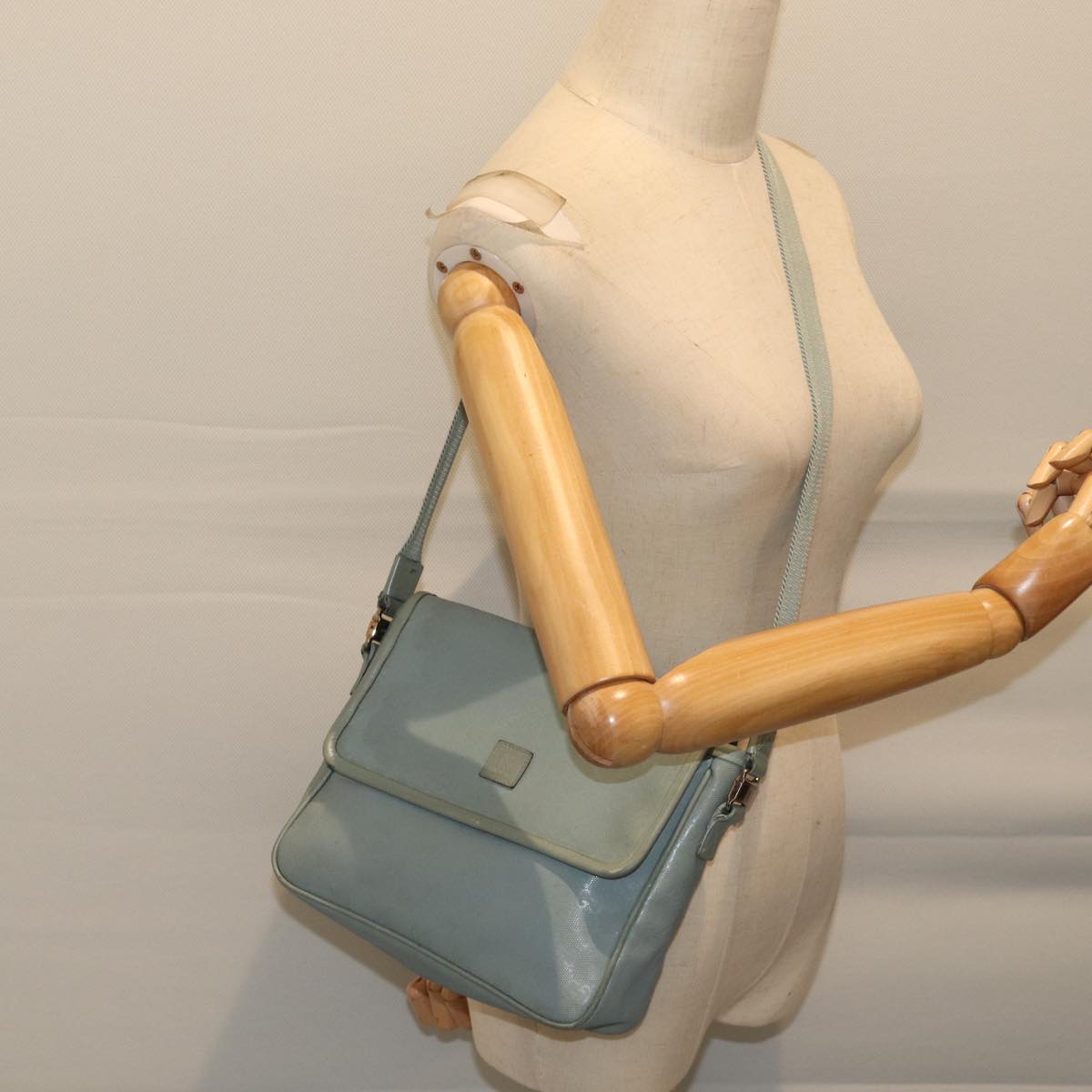 Gucci Gg Canvas Blue Canvas Shoulder Bag (Pre-Owned)