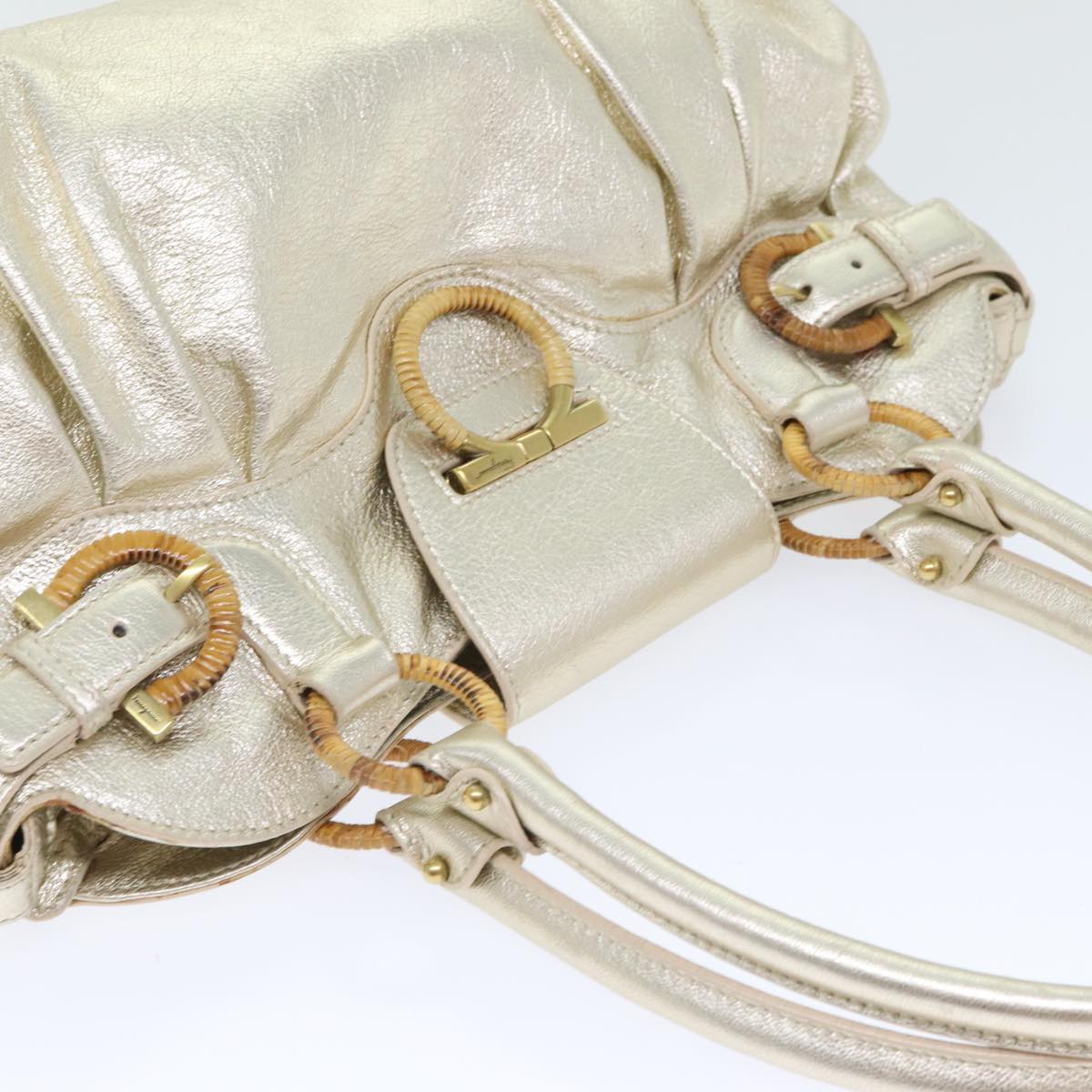 Salvatore Ferragamo Marisa Gold Leather Handbag (Pre-Owned)