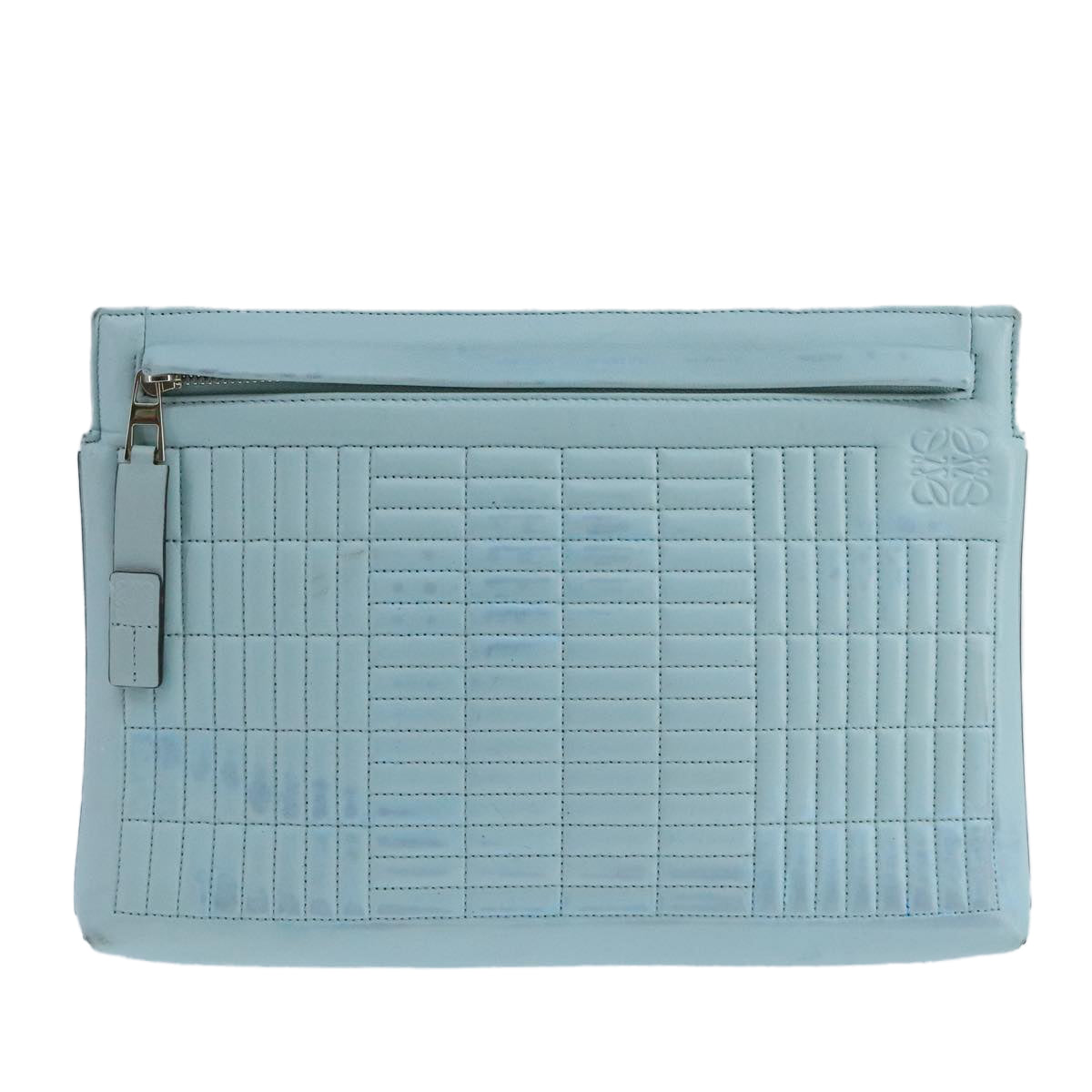 Loewe T Pouch Blue Leather Clutch Bag (Pre-Owned)