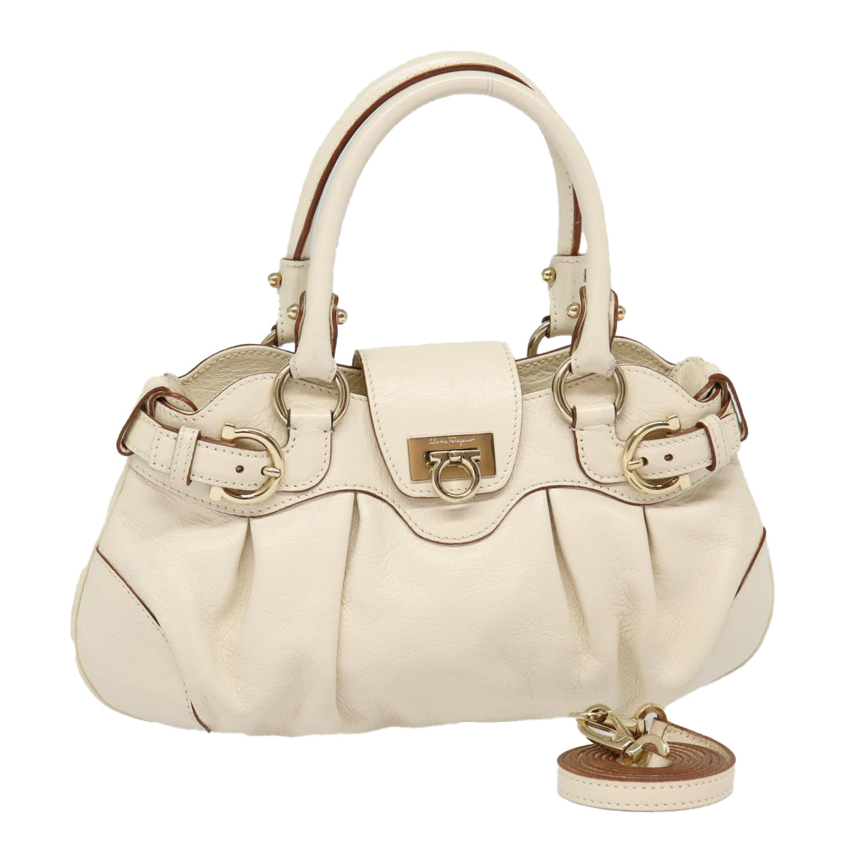 Salvatore Ferragamo Marisa White Leather Handbag (Pre-Owned)