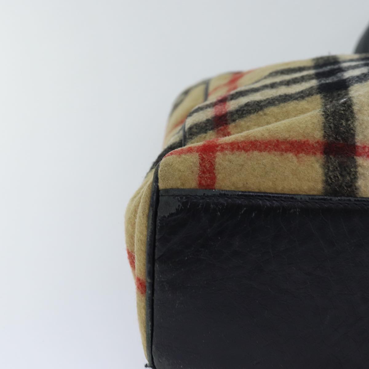 Burberry Nova Check Beige Wool Shoulder Bag (Pre-Owned)