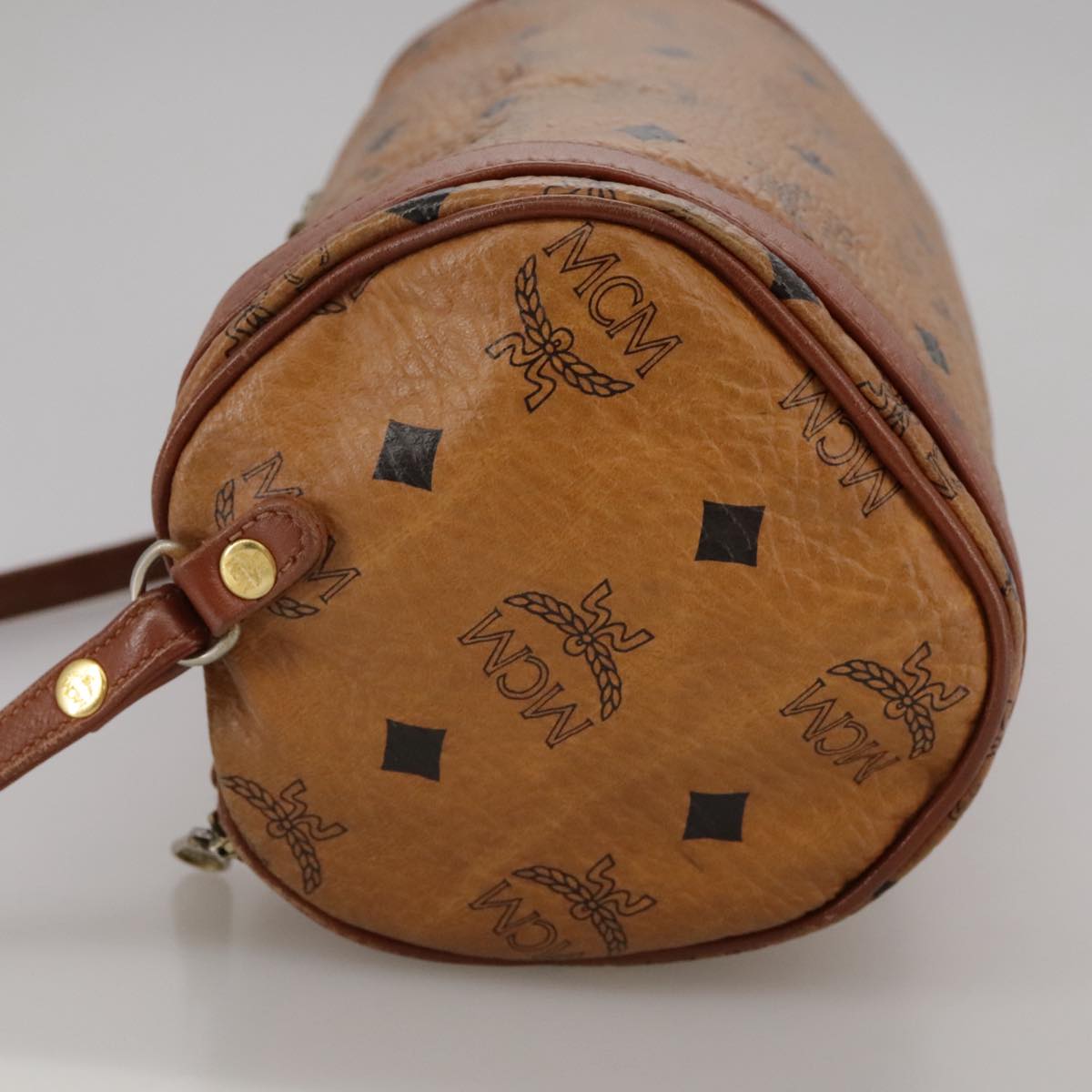 MCM Visetos Brown Leather Shoulder Bag (Pre-Owned)