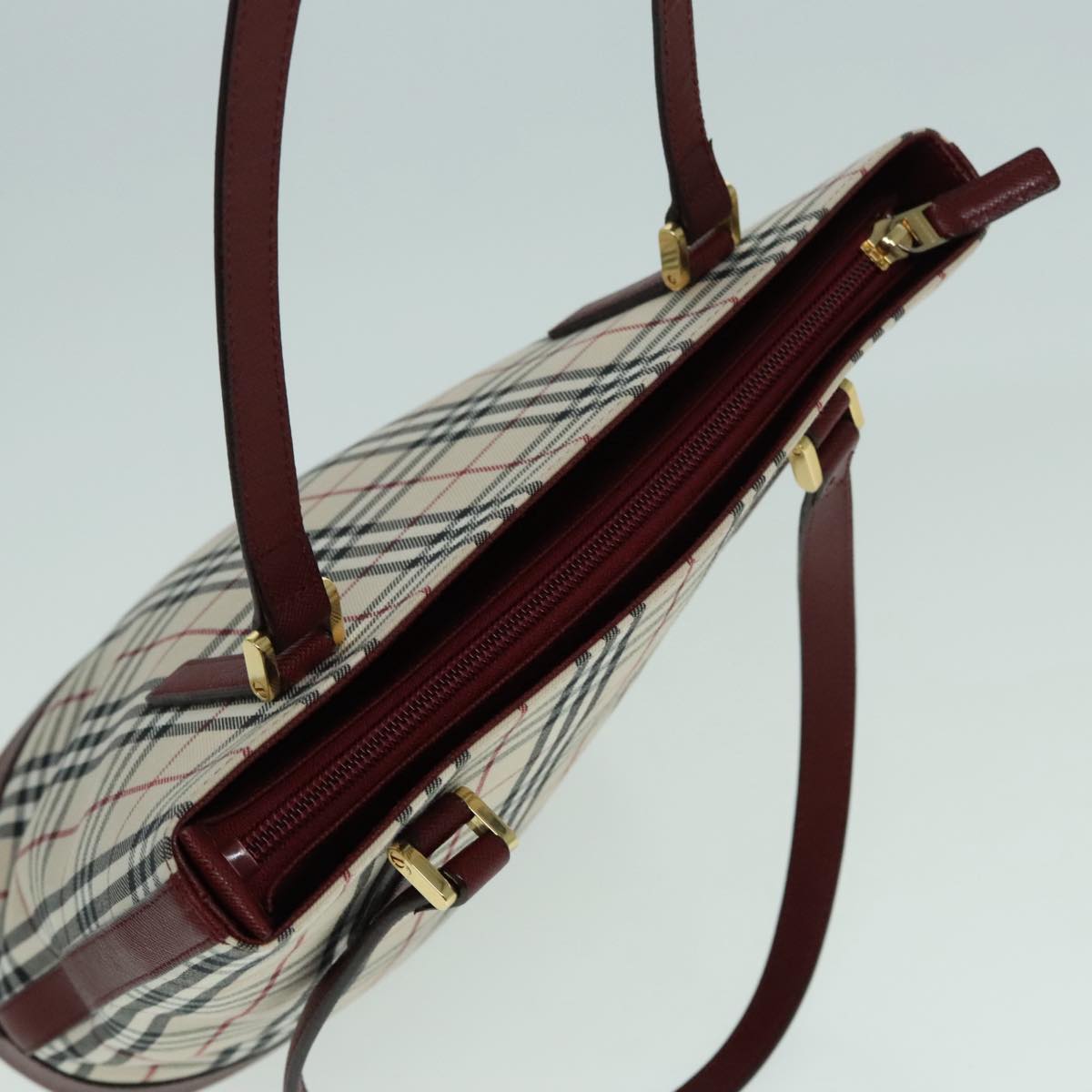 Burberry Nova Check Beige Canvas Shoulder Bag (Pre-Owned)