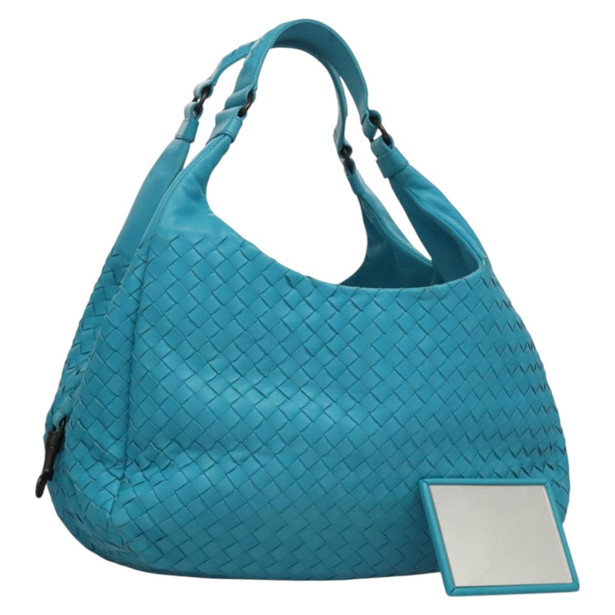 Bottega Veneta Intrecciato Blue Leather Handbag (Pre-Owned)