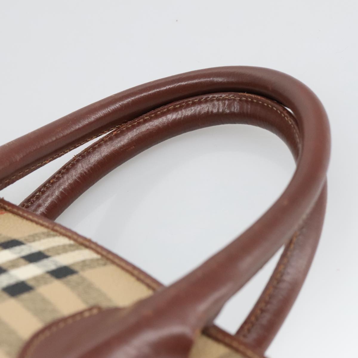 Burberry Nova Check Beige Canvas Handbag (Pre-Owned)