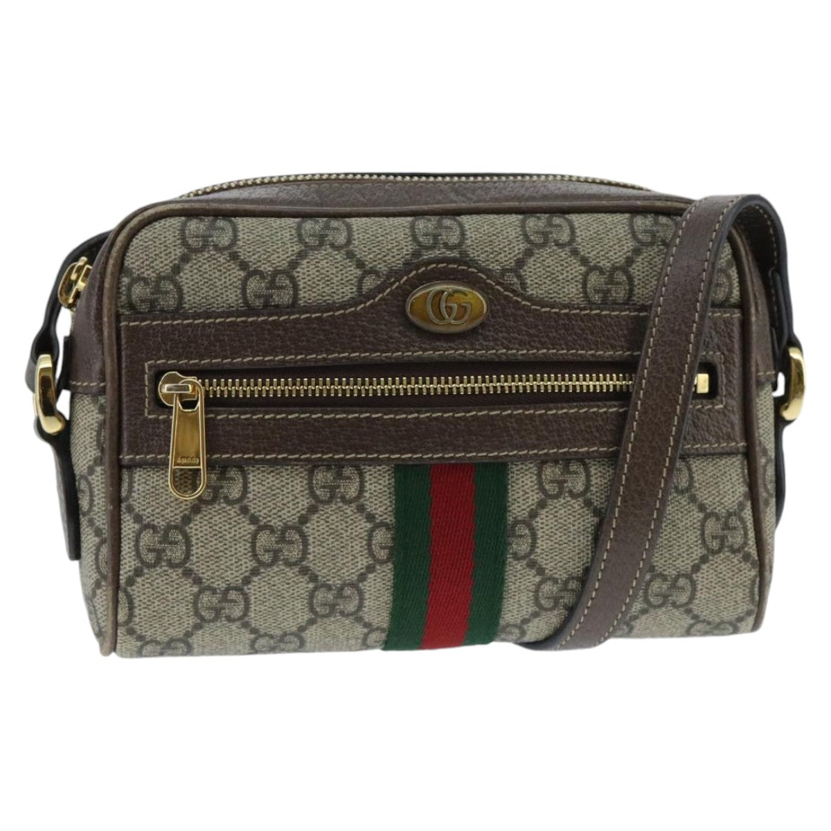 Gucci Ophidia Beige Canvas Shoulder Bag (Pre-Owned)