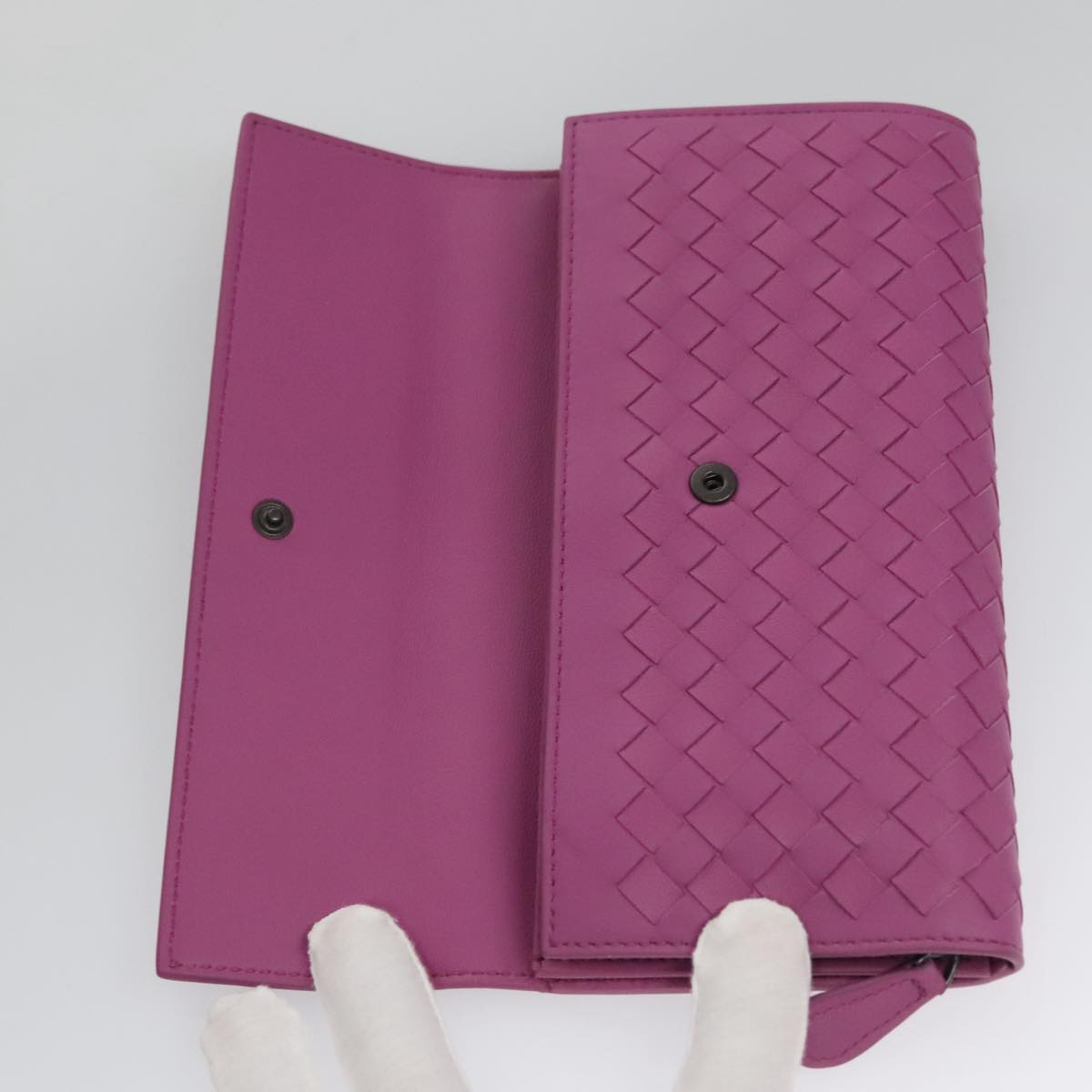 Bottega Veneta Intrecciato Purple Leather Wallet  (Pre-Owned)