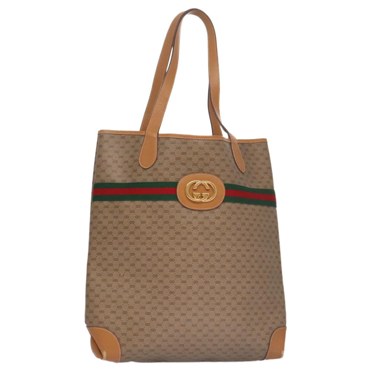 Gucci Sherry Beige Canvas Tote Bag (Pre-Owned)