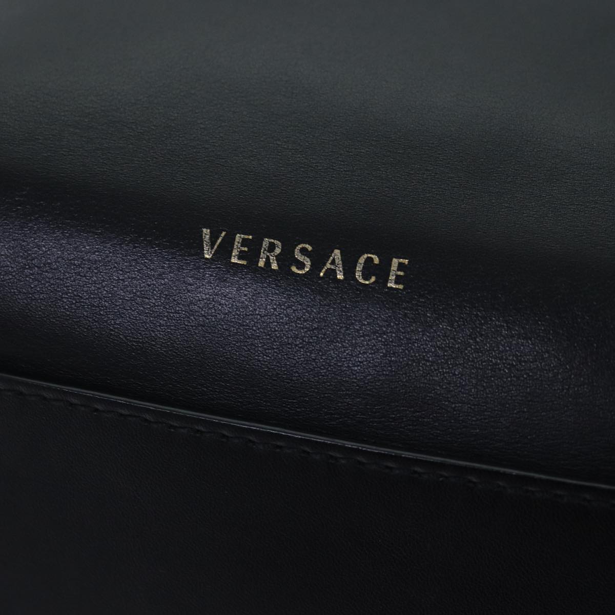 Versace Virtus Black Leather Backpack Bag (Pre-Owned)