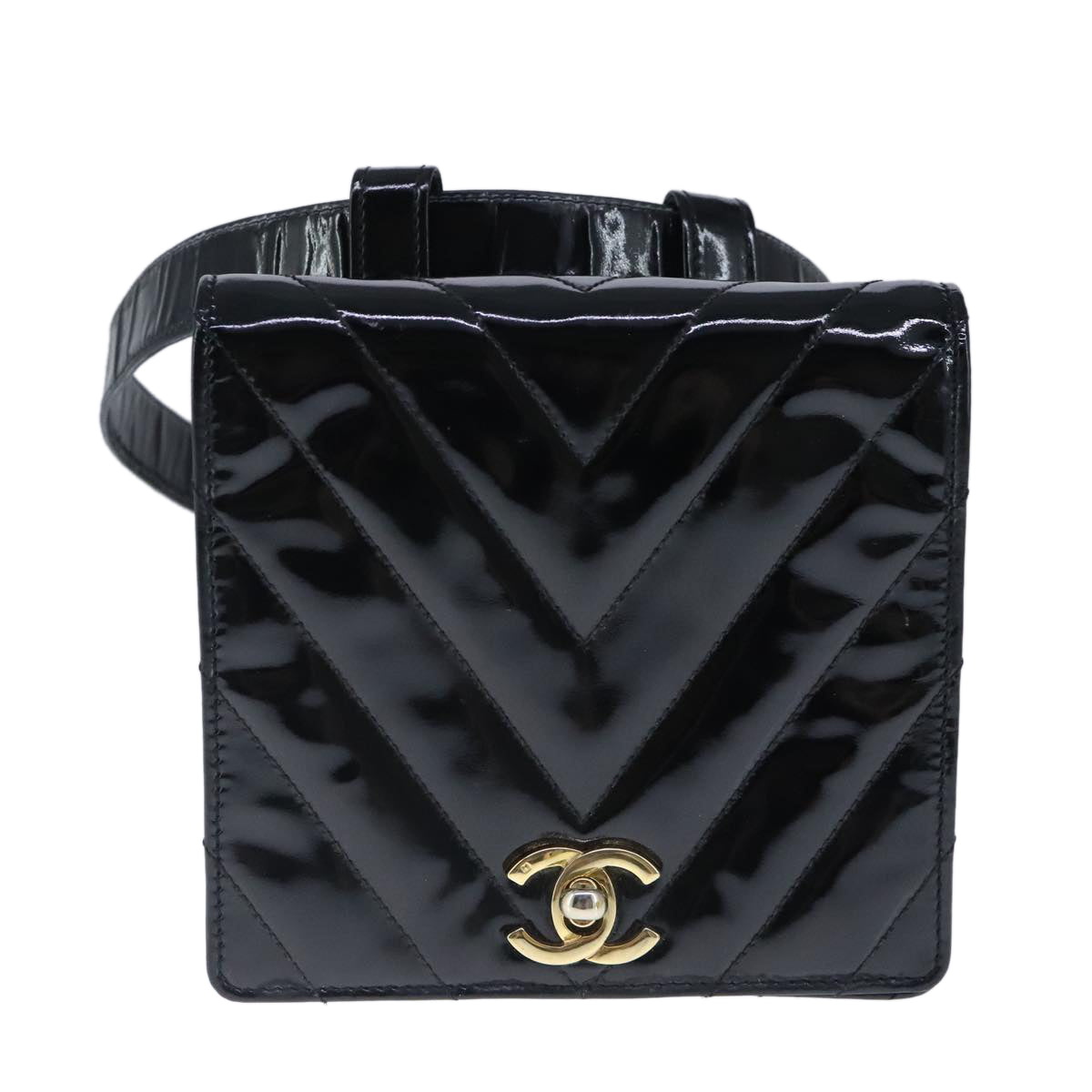 Chanel Cc Black Patent Leather Shoulder Bag (Pre-Owned)