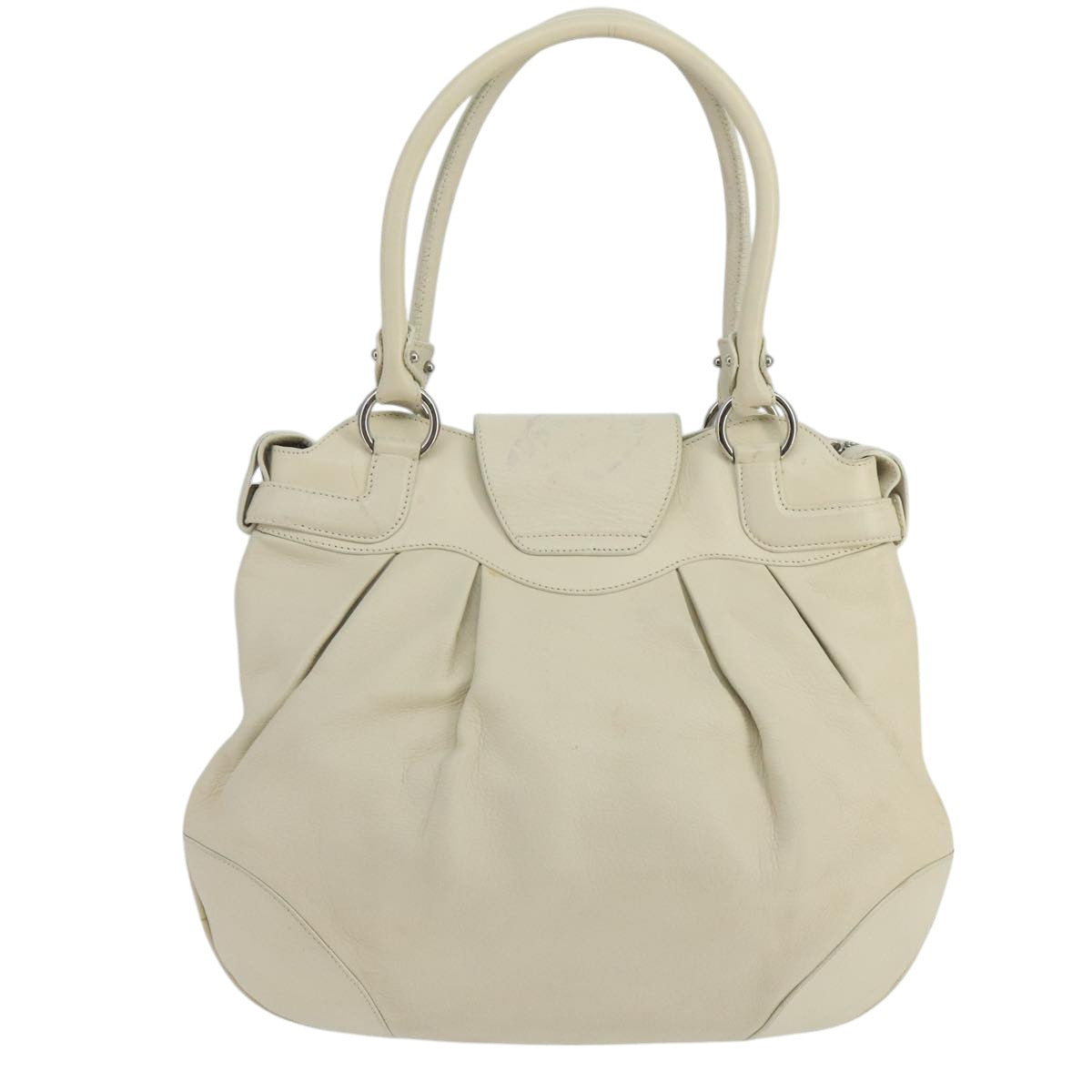 Salvatore Ferragamo Gancini White Leather Handbag (Pre-Owned)