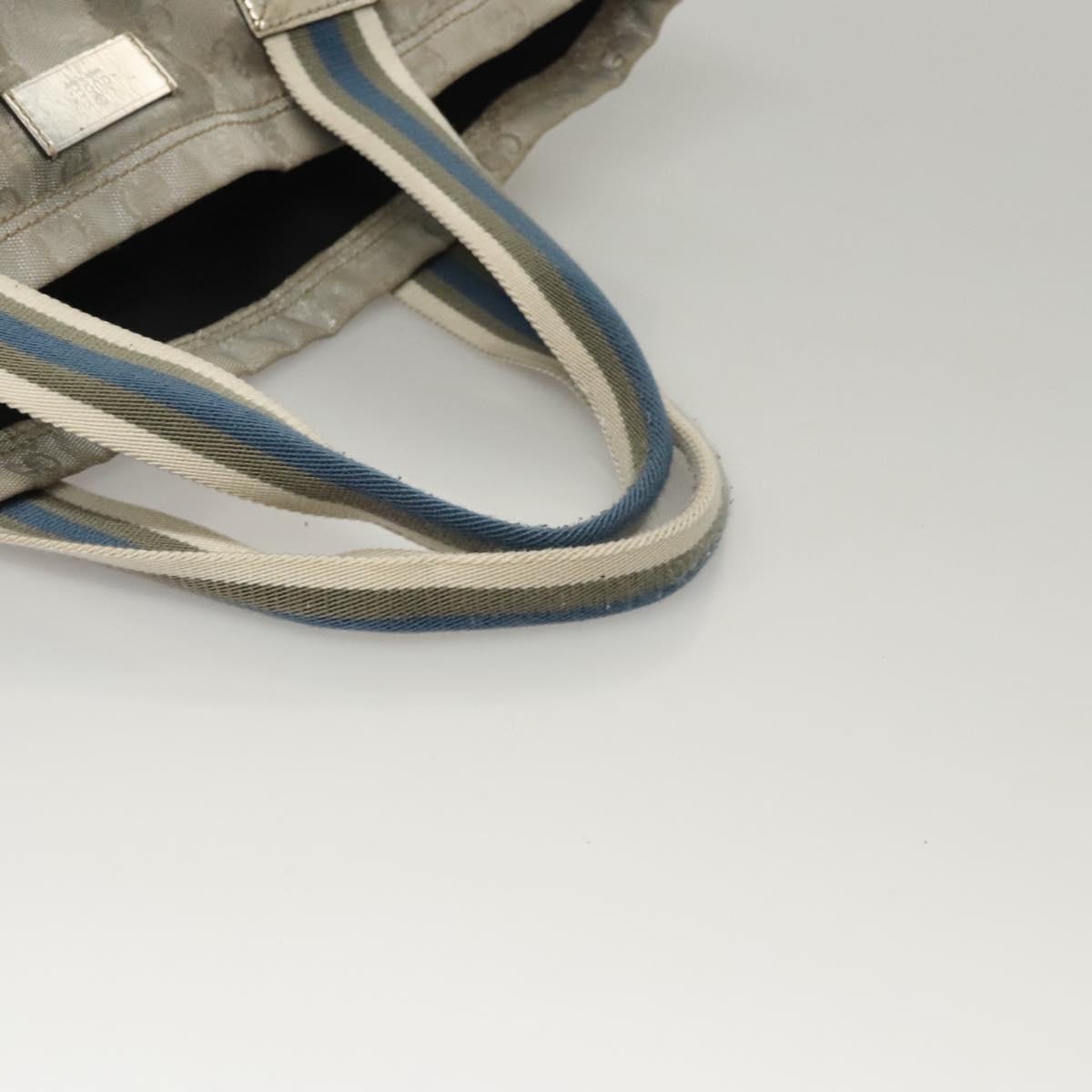 Gucci Sherry Silver Canvas Tote Bag (Pre-Owned)