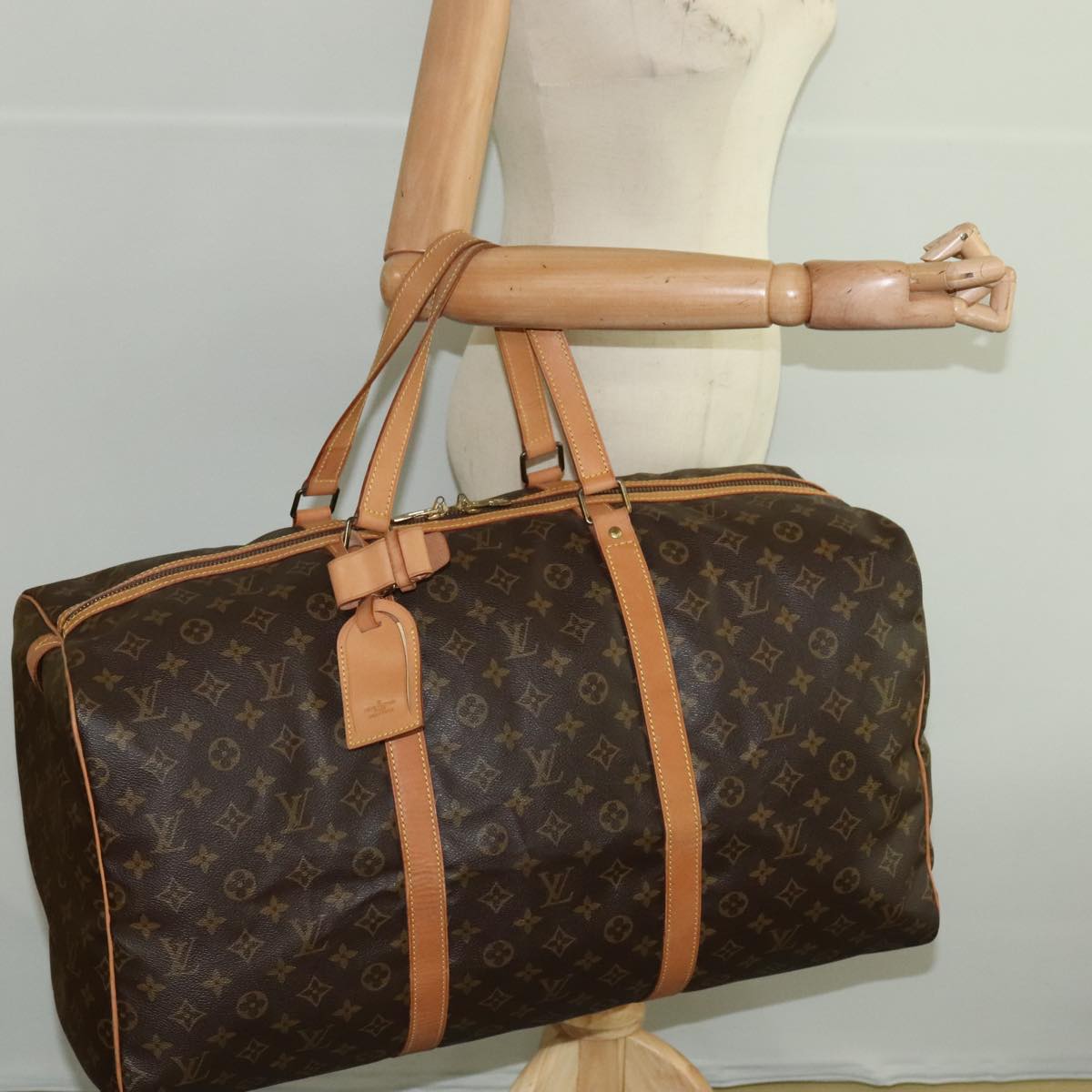 Louis Vuitton Sac Souple Brown Canvas Travel Bag (Pre-Owned)