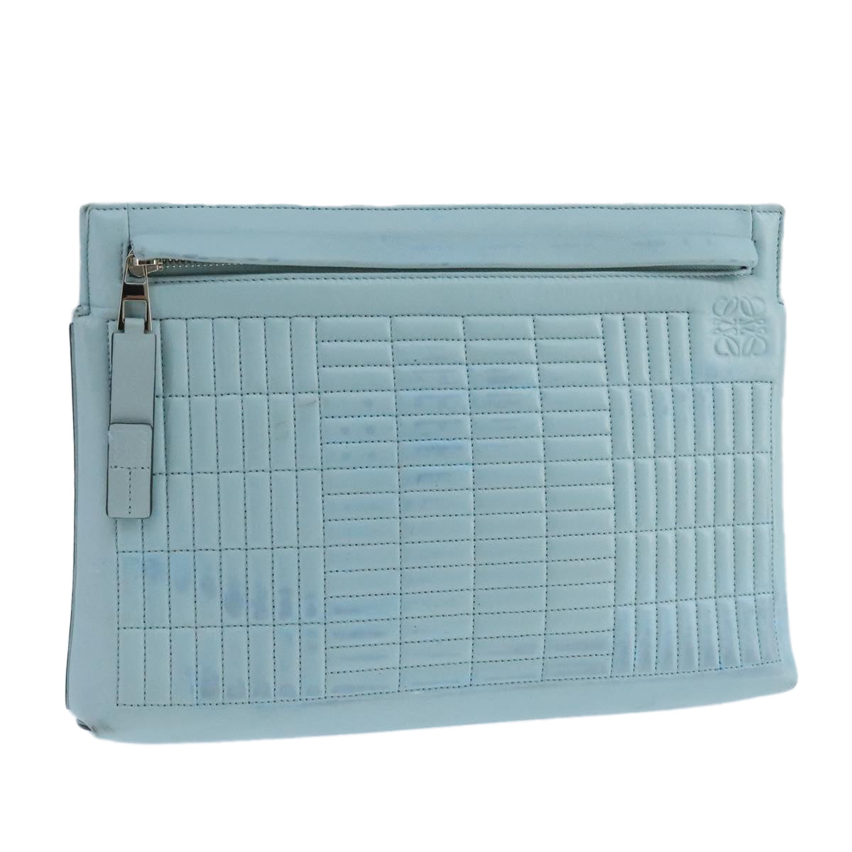 Loewe T Pouch Blue Leather Clutch Bag (Pre-Owned)