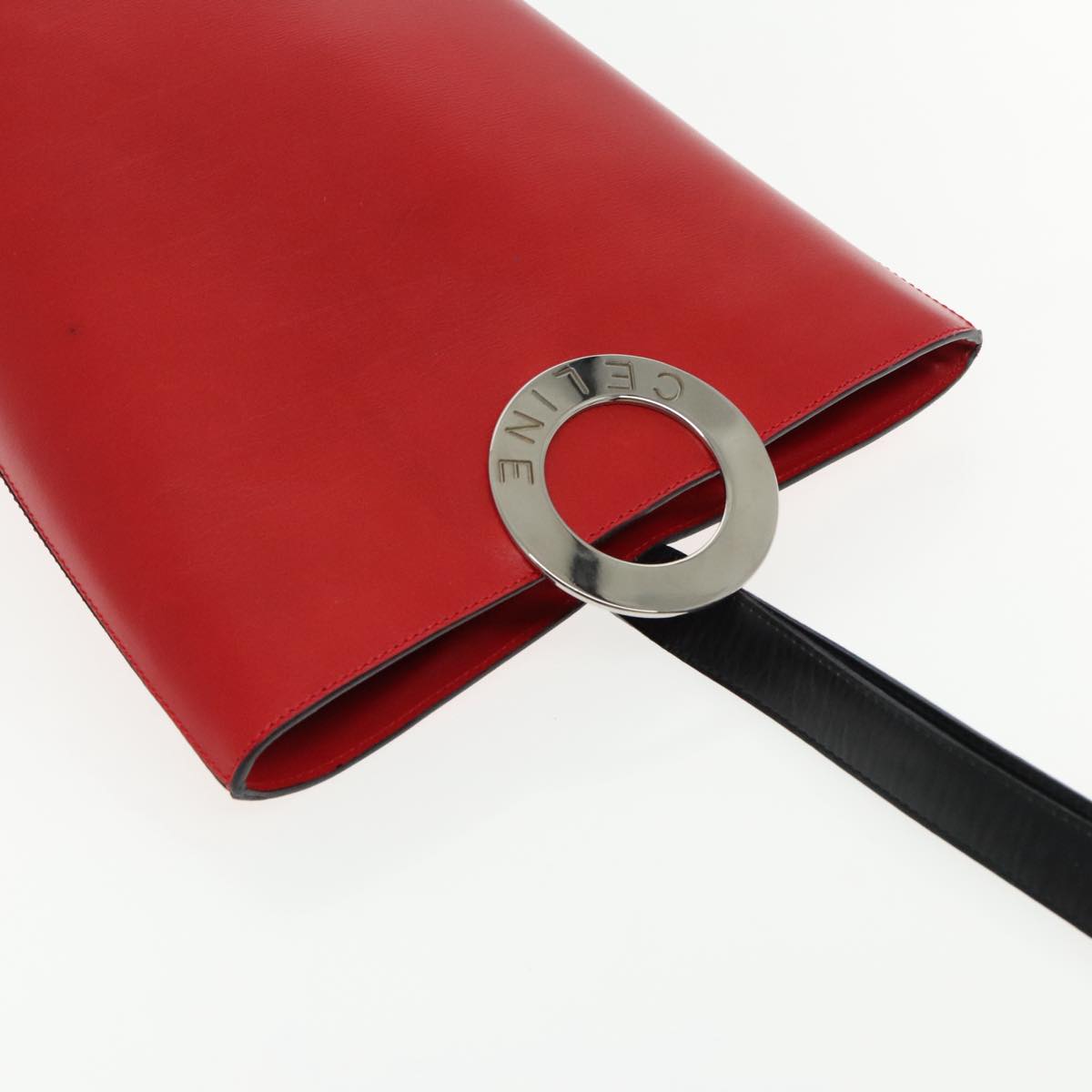 Céline Logo Du Cercle Red Leather Shoulder Bag (Pre-Owned)