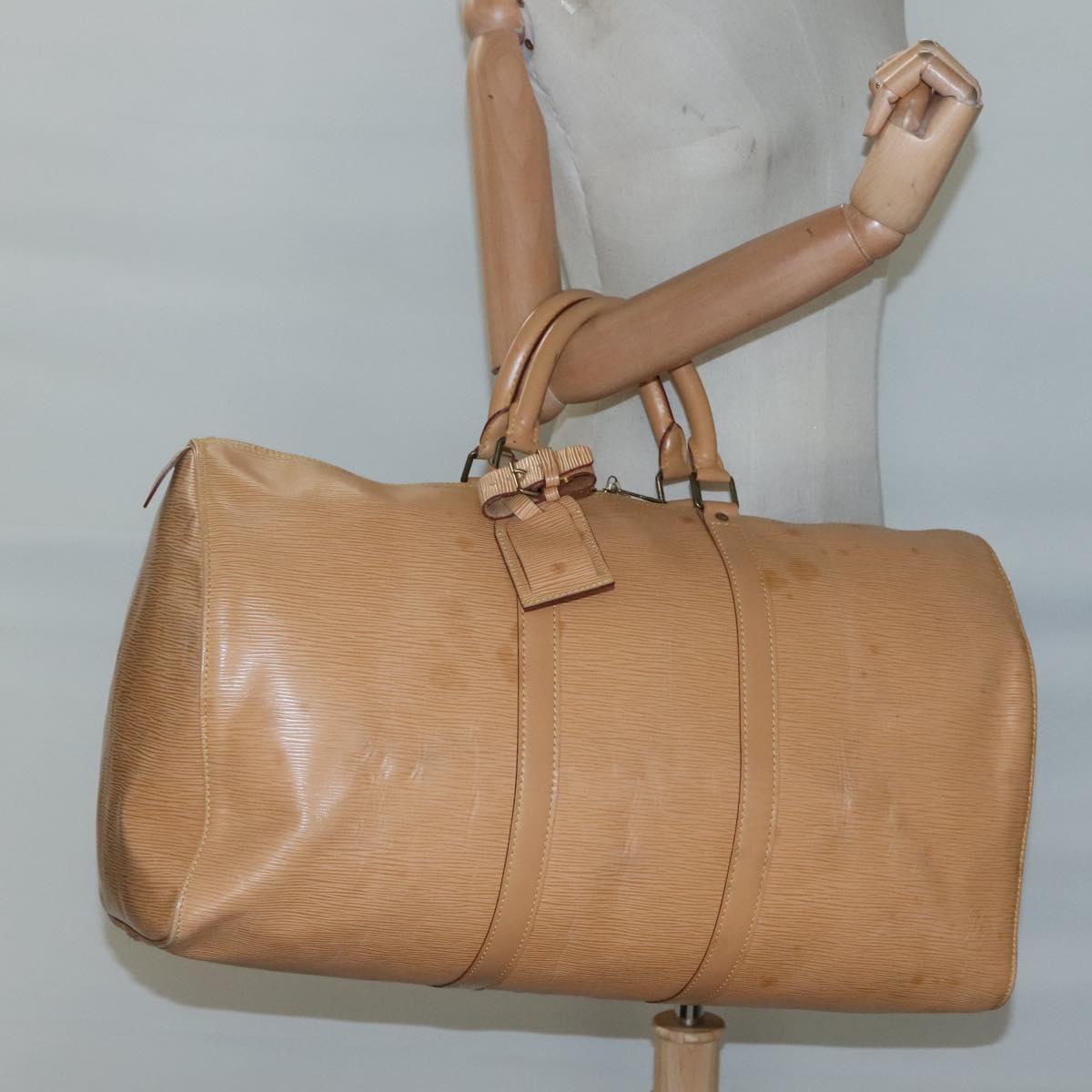 Louis Vuitton Keepall 50 Beige Leather Travel Bag (Pre-Owned)