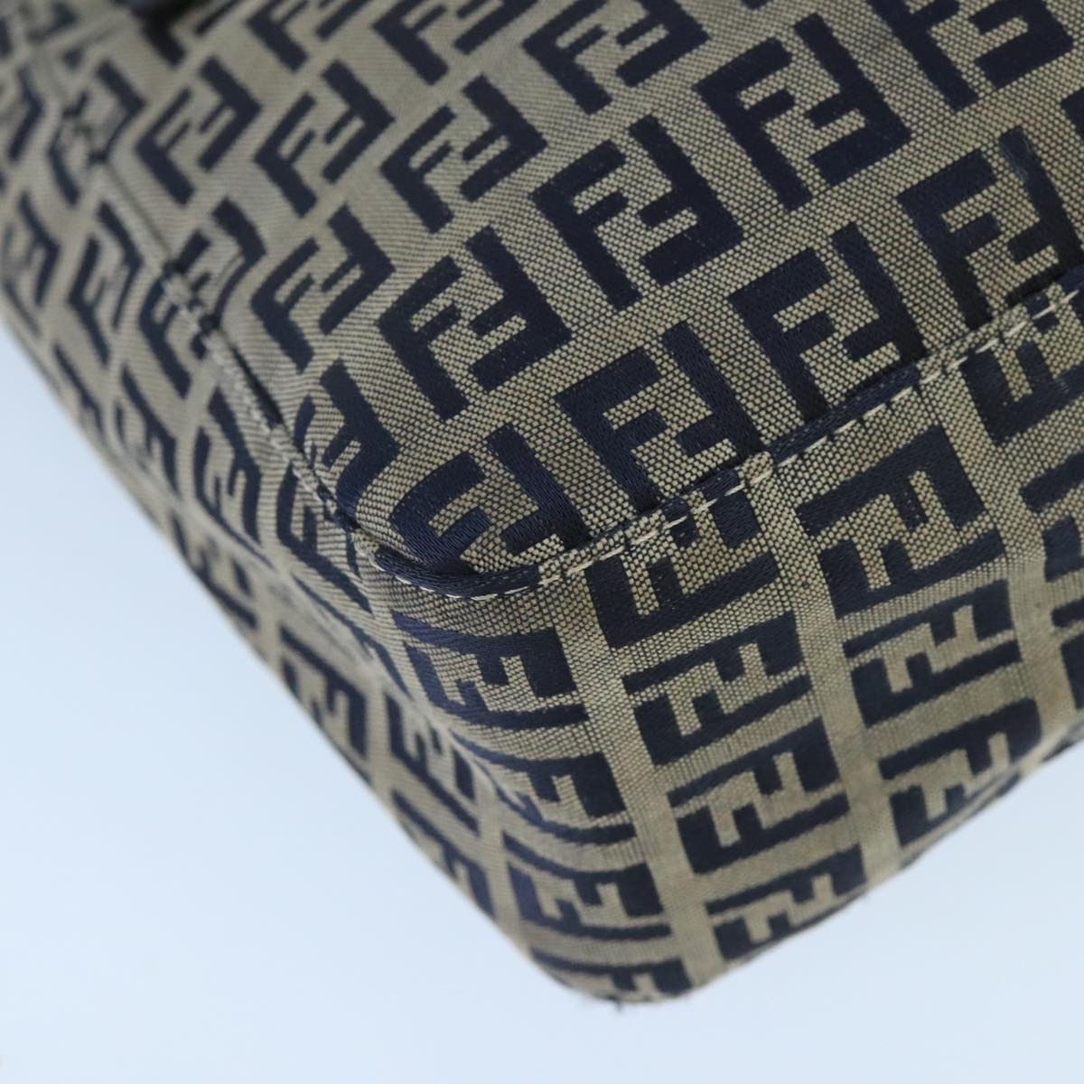 Fendi Zucchino Navy Canvas Handbag (Pre-Owned)