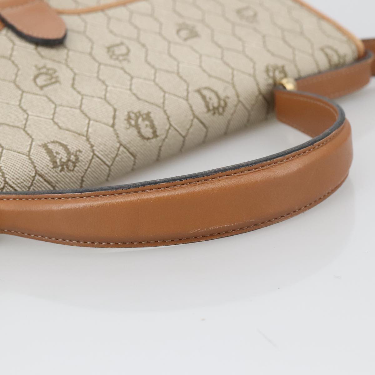 Dior Honeycomb Beige Canvas Handbag (Pre-Owned)