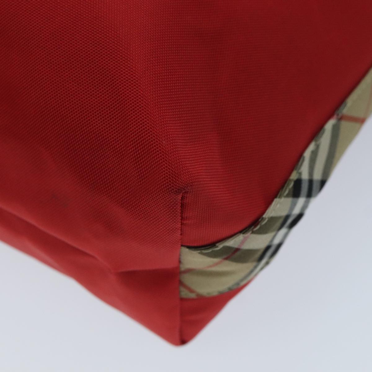 Burberry Nova Check Red Synthetic Handbag (Pre-Owned)