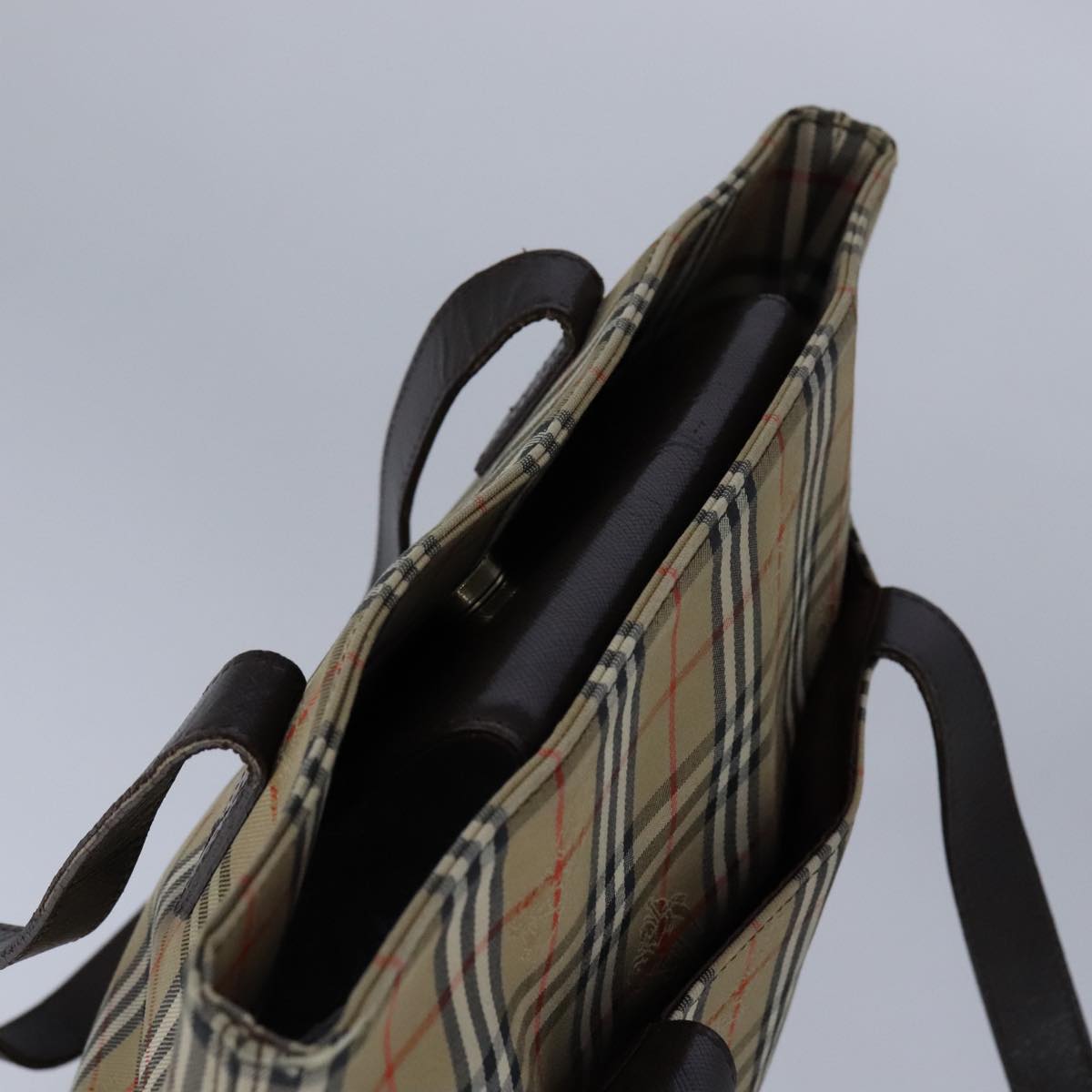 Burberry Nova Check Beige Canvas Tote Bag (Pre-Owned)