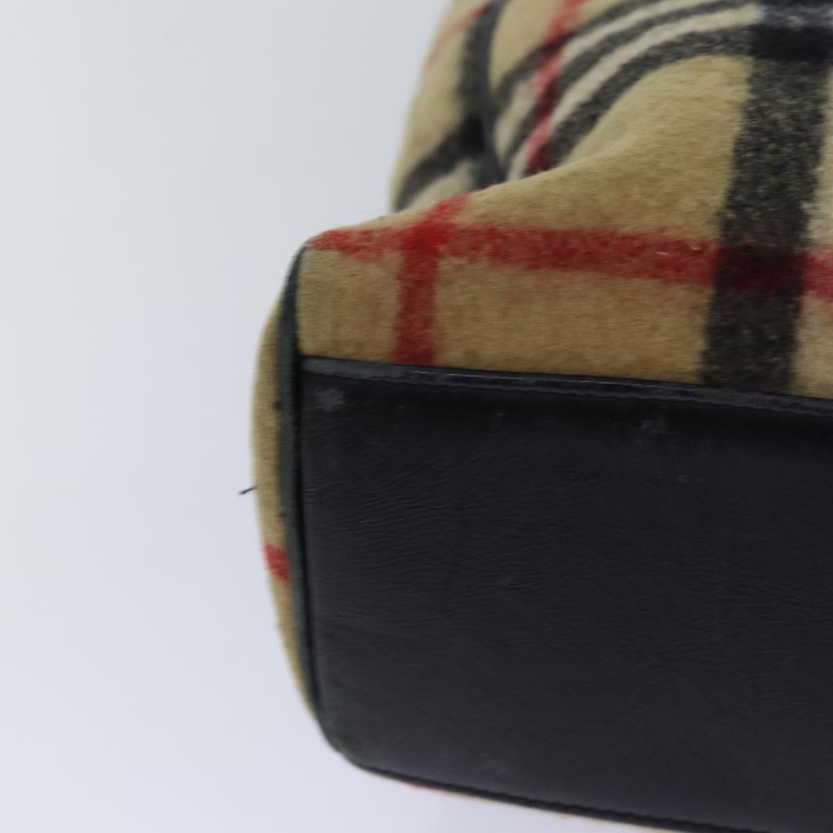 Burberry Nova Check Beige Wool Shoulder Bag (Pre-Owned)