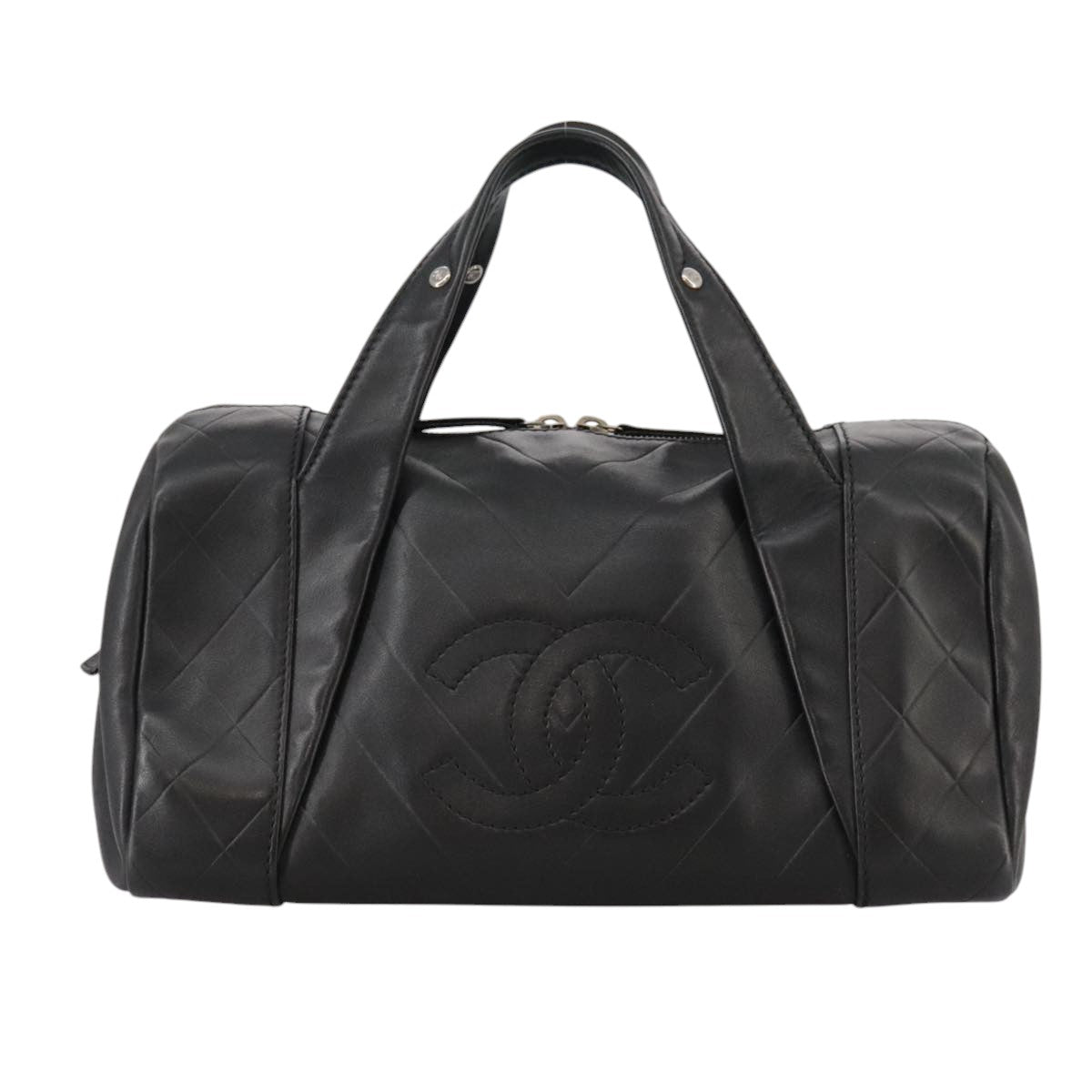 Chanel Logo Cc Black Leather Handbag (Pre-Owned)