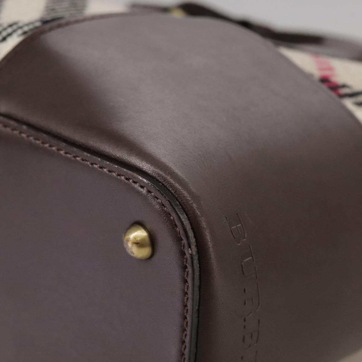 Burberry Nova Check Beige Wool Handbag (Pre-Owned)
