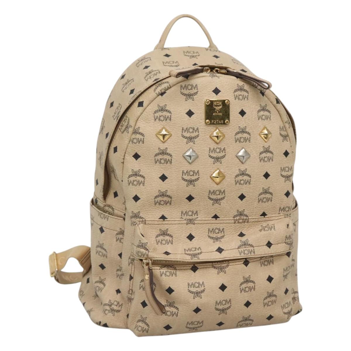 MCM Visetos Beige Canvas Backpack Bag (Pre-Owned)