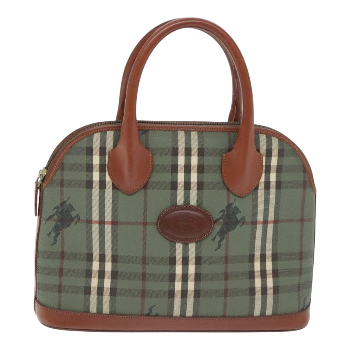 Burberry Nova Check Green Canvas Handbag (Pre-Owned)