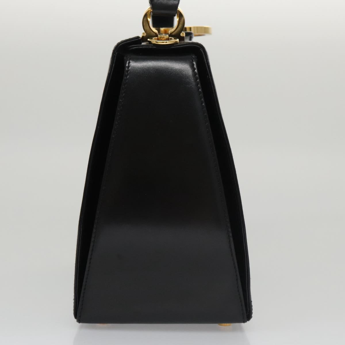 Salvatore Ferragamo Gancini Black Leather Handbag (Pre-Owned)