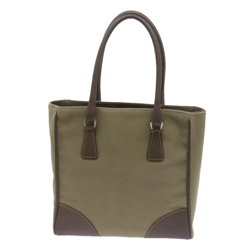 Prada Saffiano Khaki Canvas Handbag (Pre-Owned)