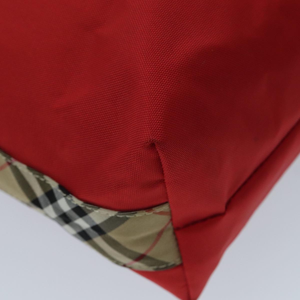 Burberry Nova Check Red Synthetic Handbag (Pre-Owned)