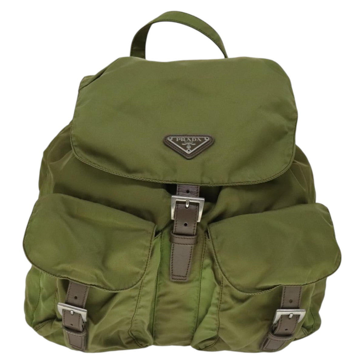 Prada Tessuto Khaki Synthetic Backpack Bag (Pre-Owned)