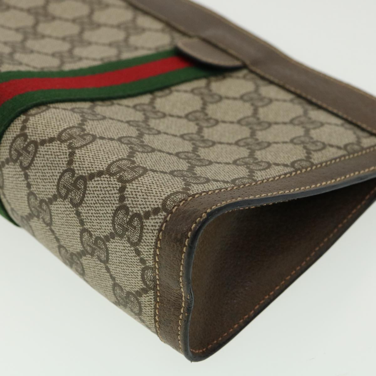 Gucci Ophidia Beige Canvas Clutch Bag (Pre-Owned)