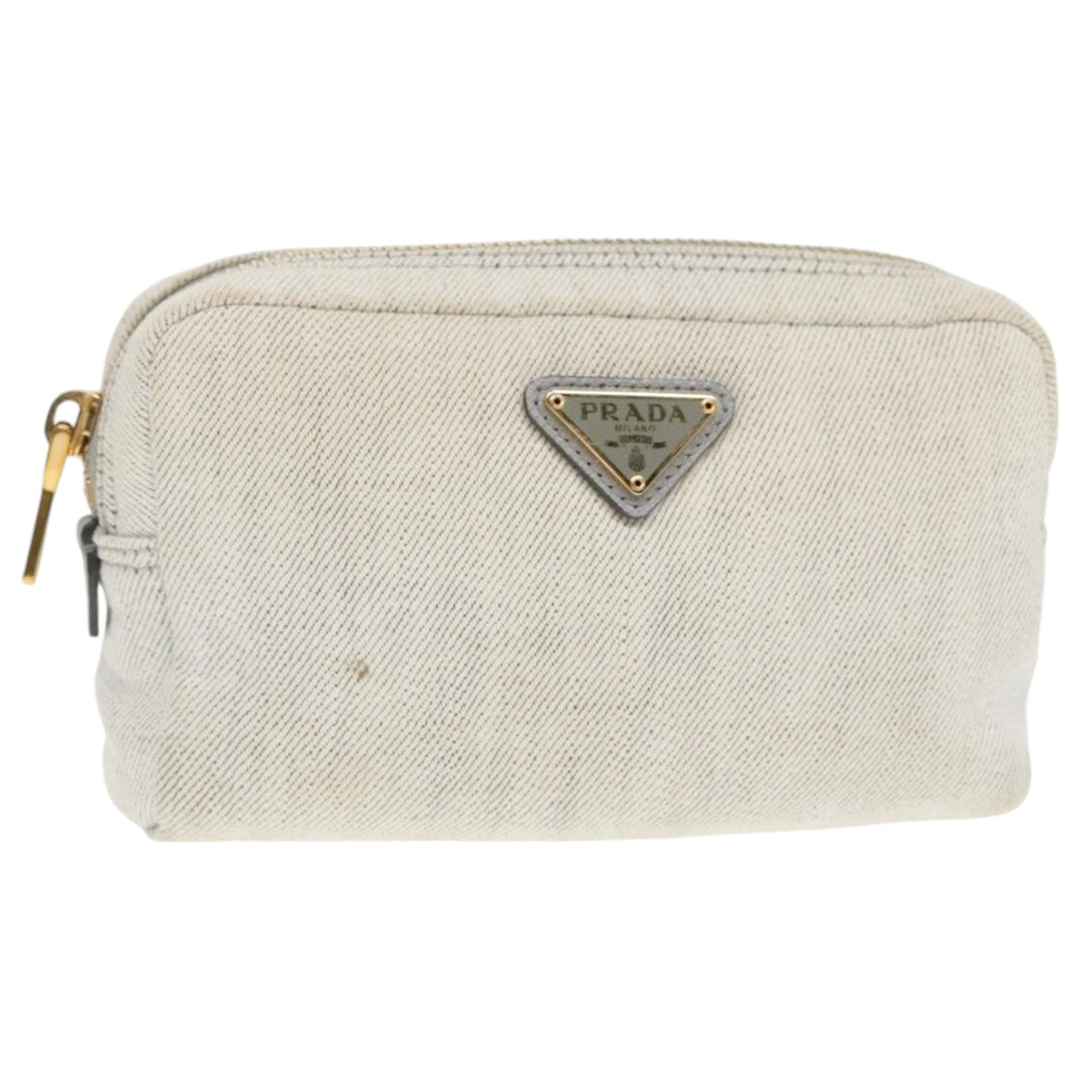 Prada Triangle Logo Beige Denim - Jeans Clutch Bag (Pre-Owned)