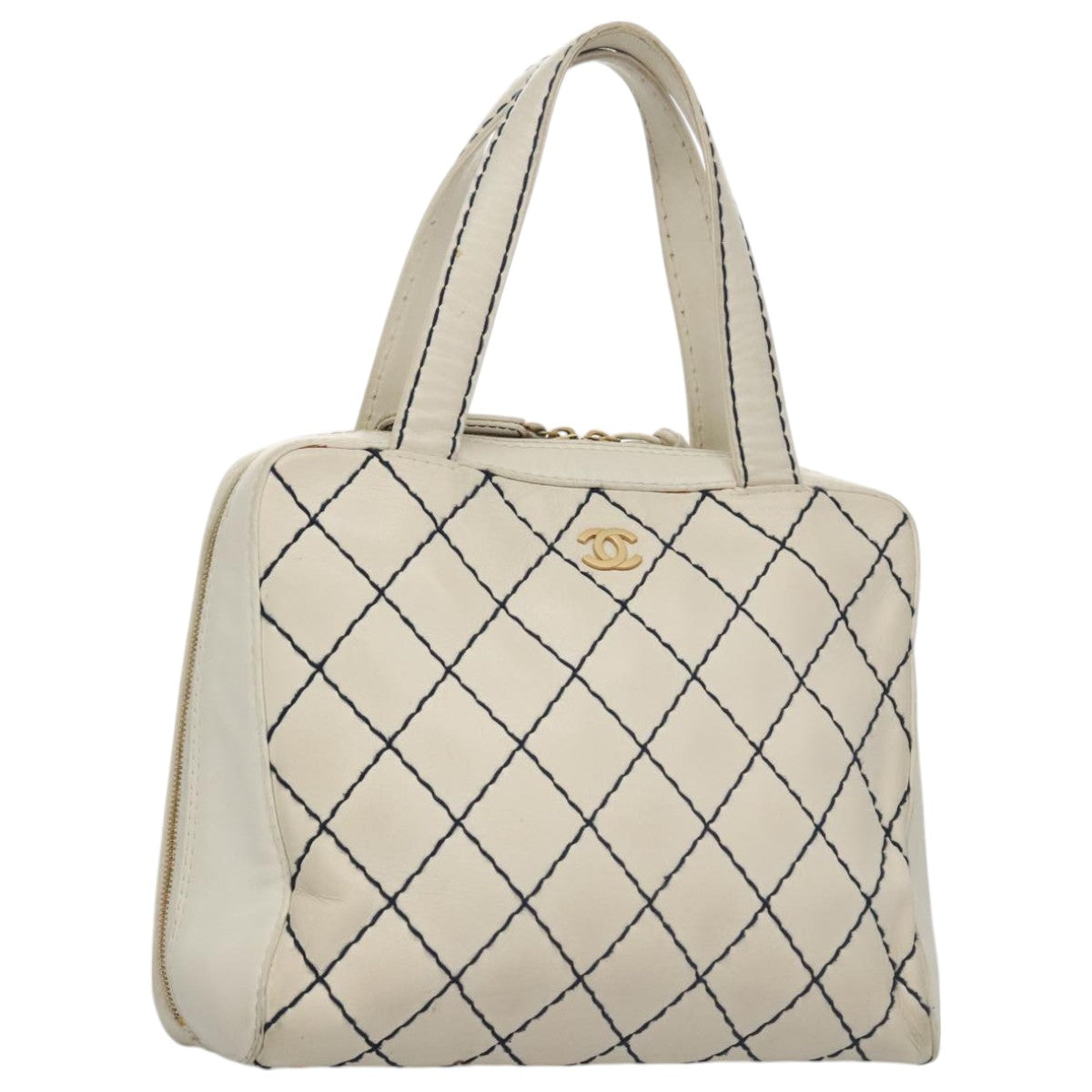 Chanel Wild Stitch White Leather Handbag (Pre-Owned)