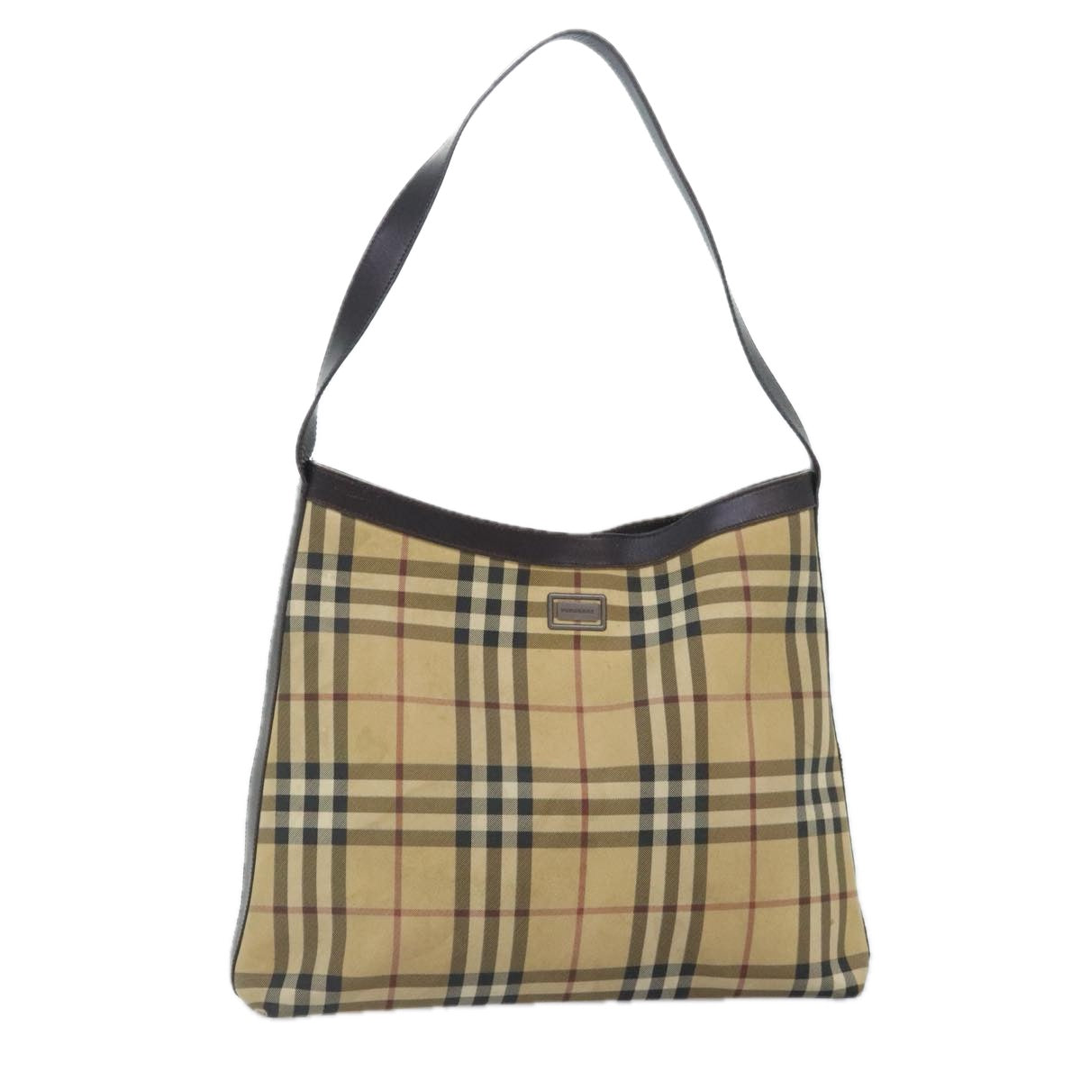 Burberry Nova Check Beige Canvas Shoulder Bag (Pre-Owned)