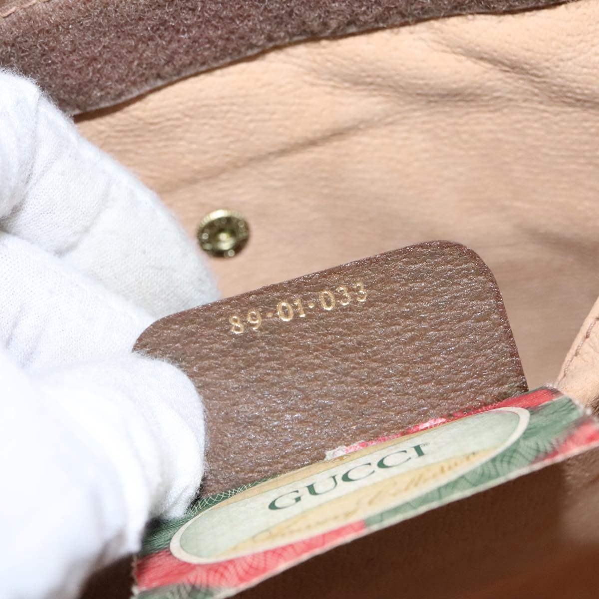 Gucci Sherry Beige Canvas Clutch Bag (Pre-Owned)