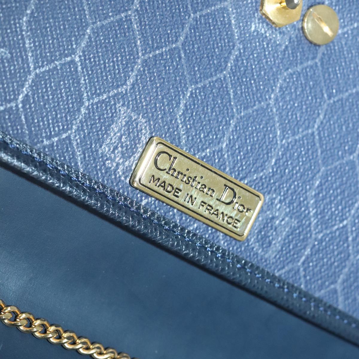 Dior Vintage Navy Leather Shoulder Bag (Pre-Owned)