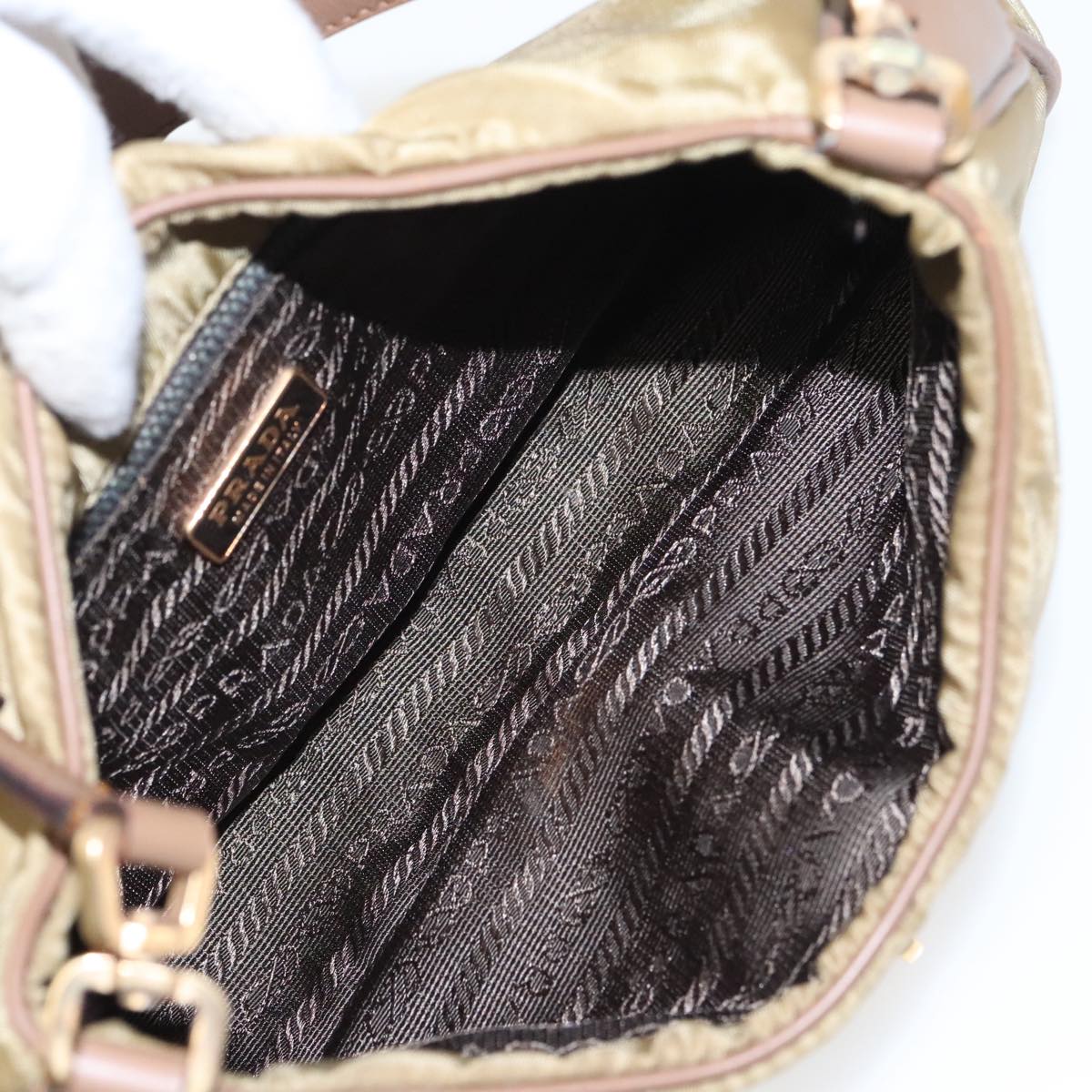 Prada Tessuto Beige Synthetic Handbag (Pre-Owned)